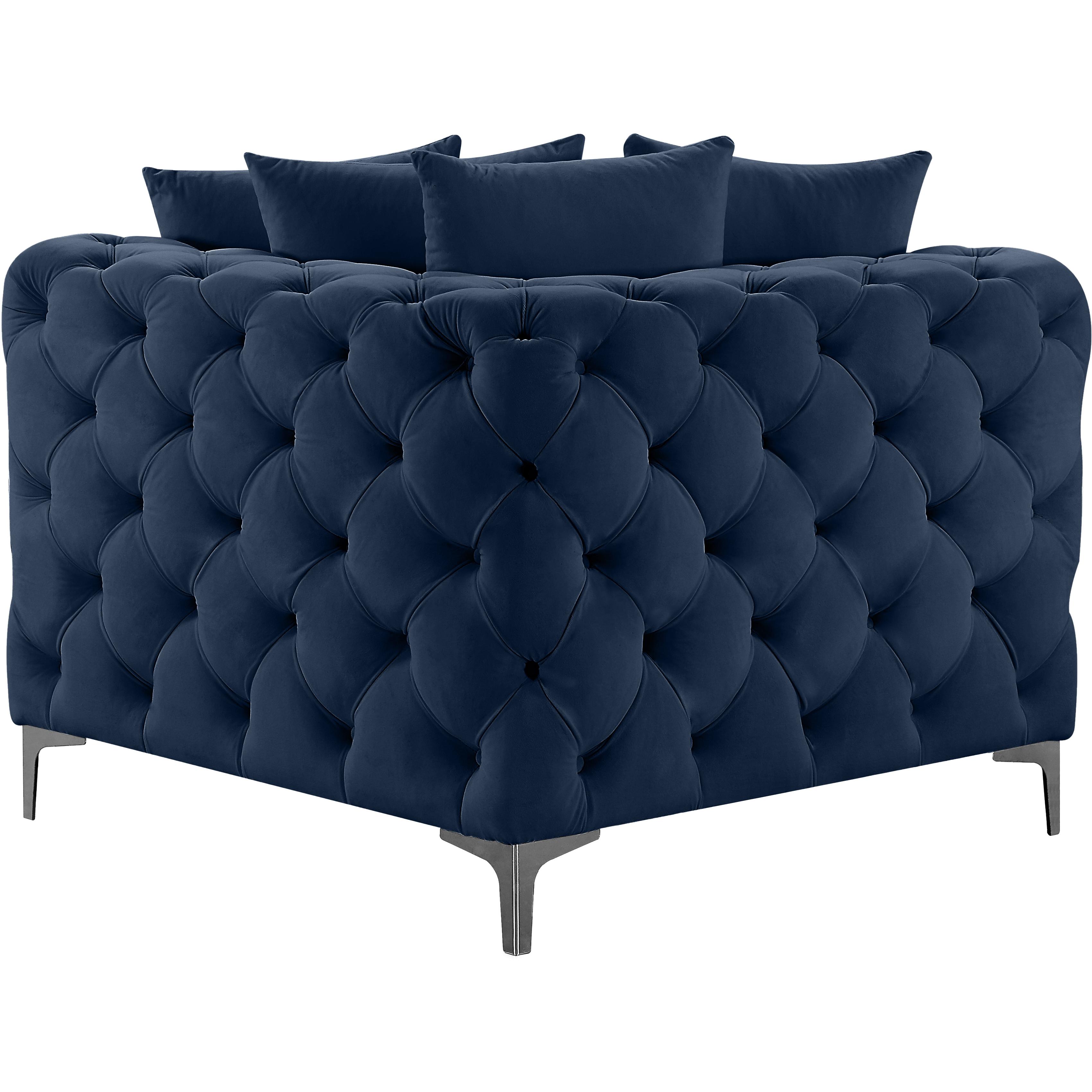 Meridian Tremblay Navy Velvet Corner Chair