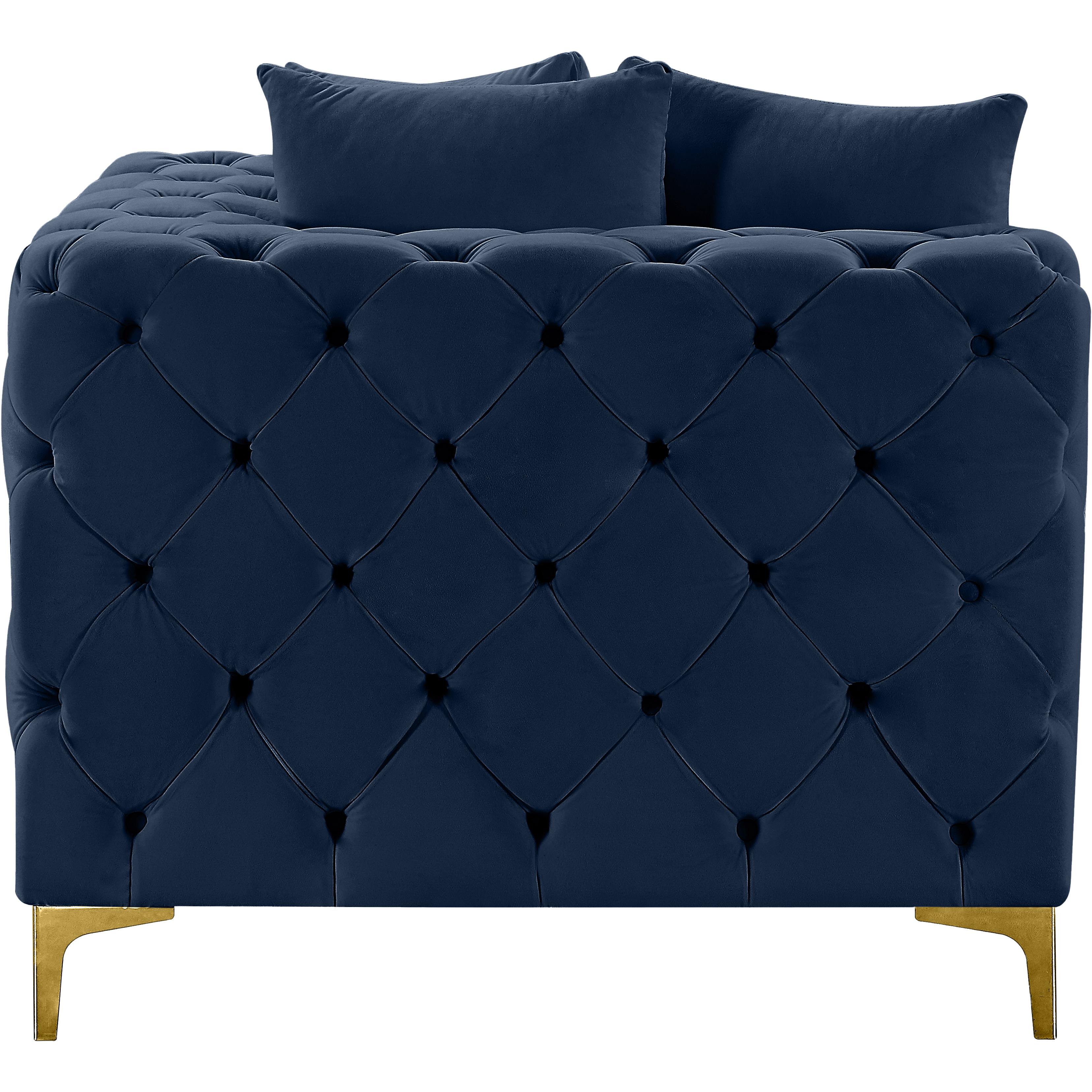 Meridian Tremblay Navy Velvet Corner Chair