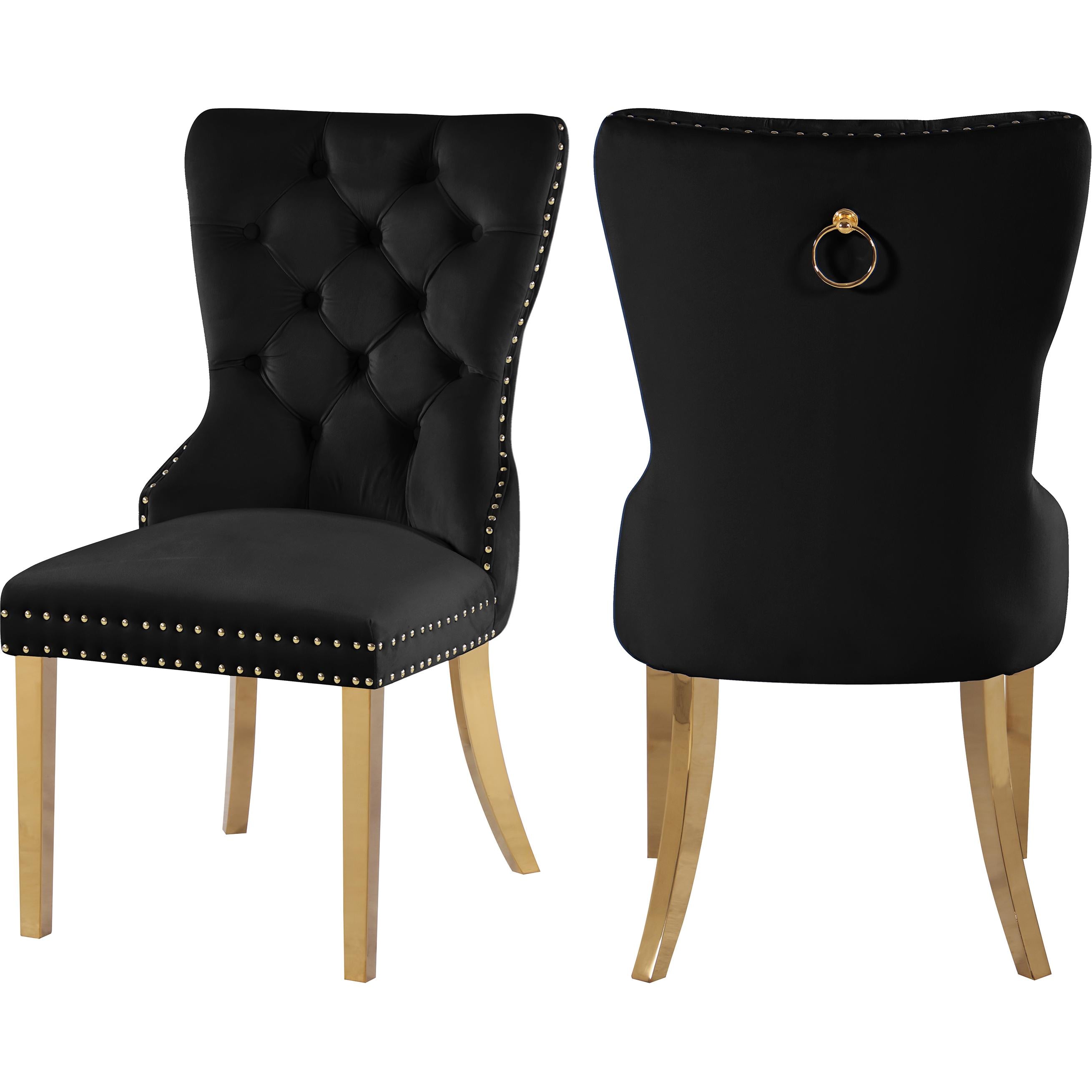 Meridian Carmen Black Velvet Dining Chairs