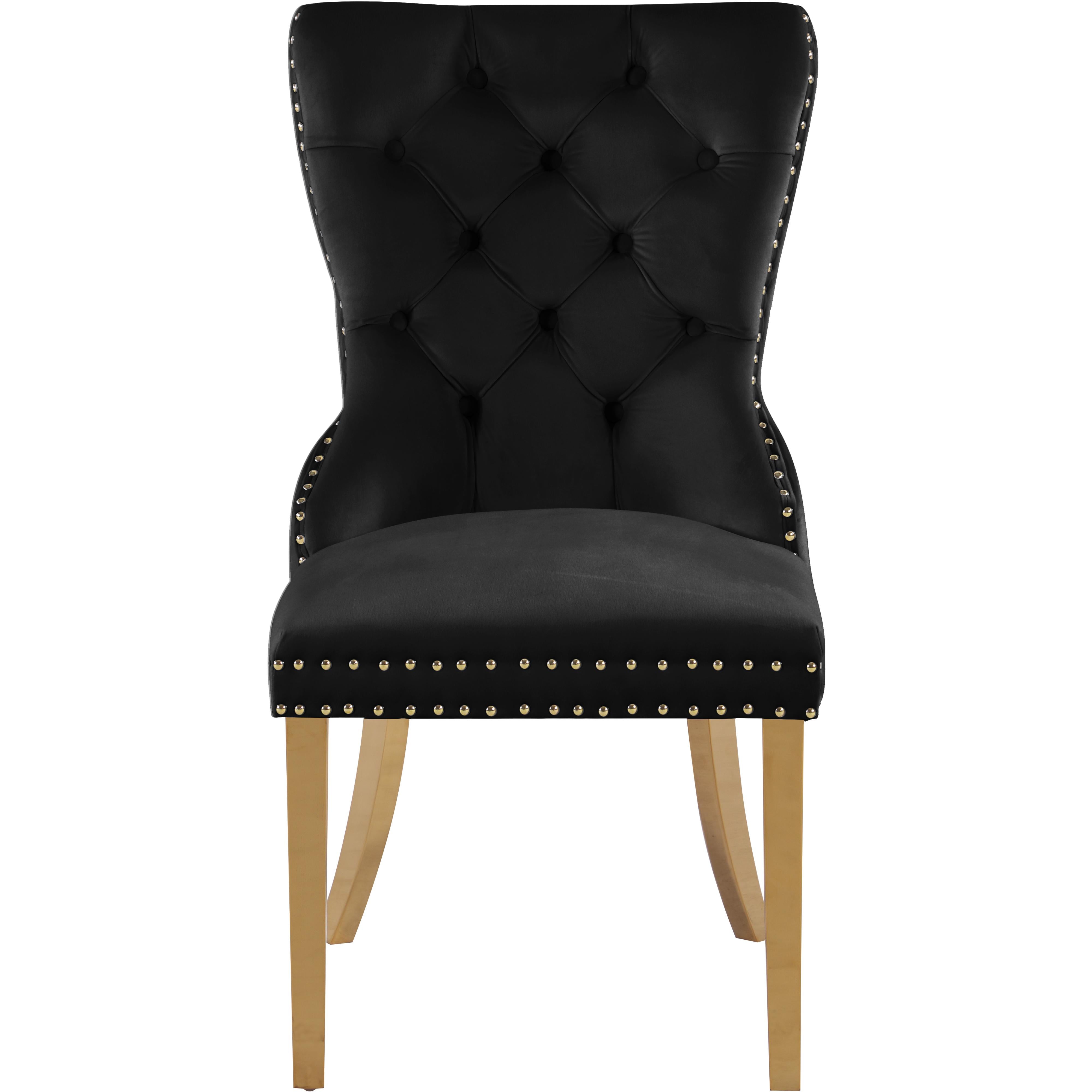 Meridian Carmen Black Velvet Dining Chairs