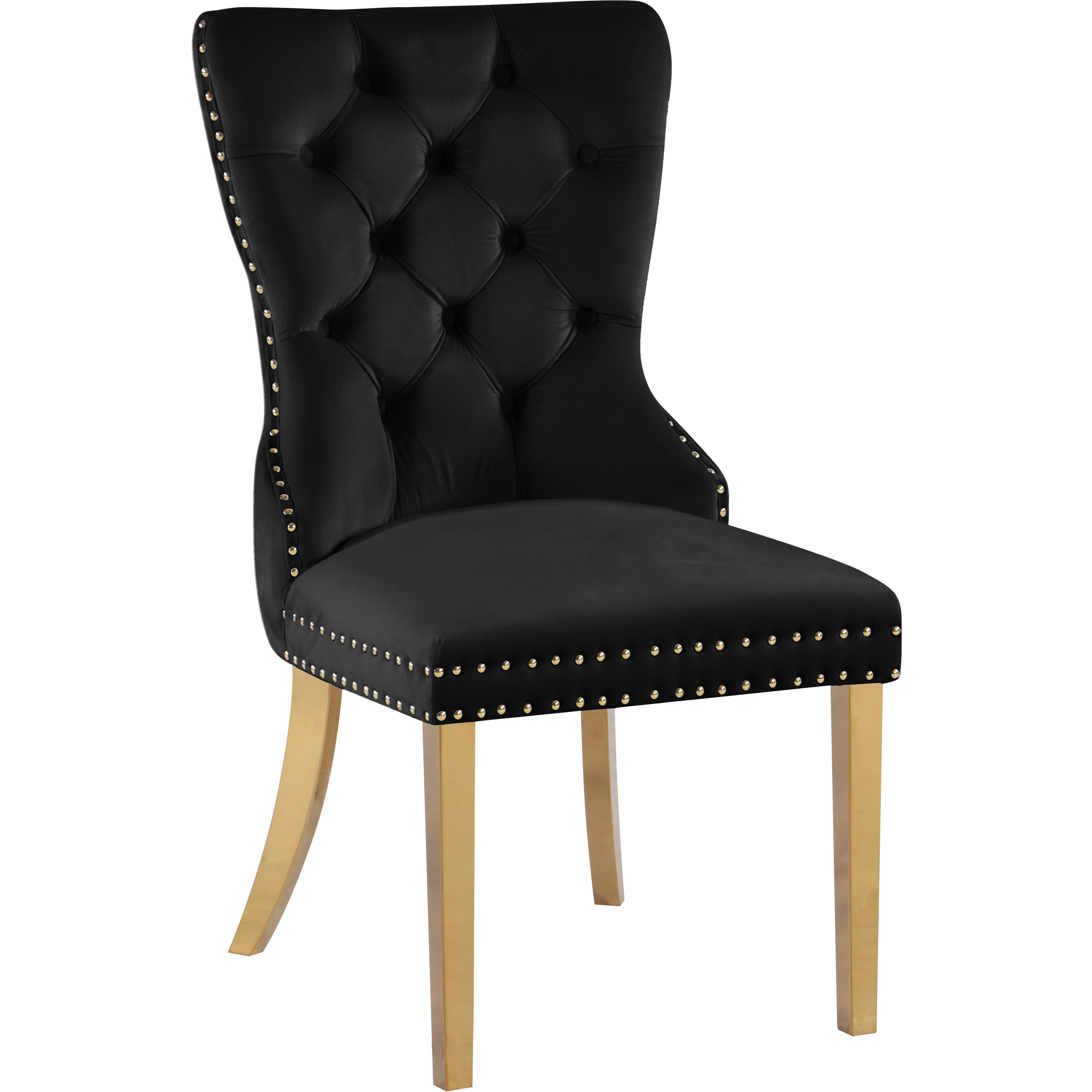 Meridian Carmen Black Velvet Dining Chairs