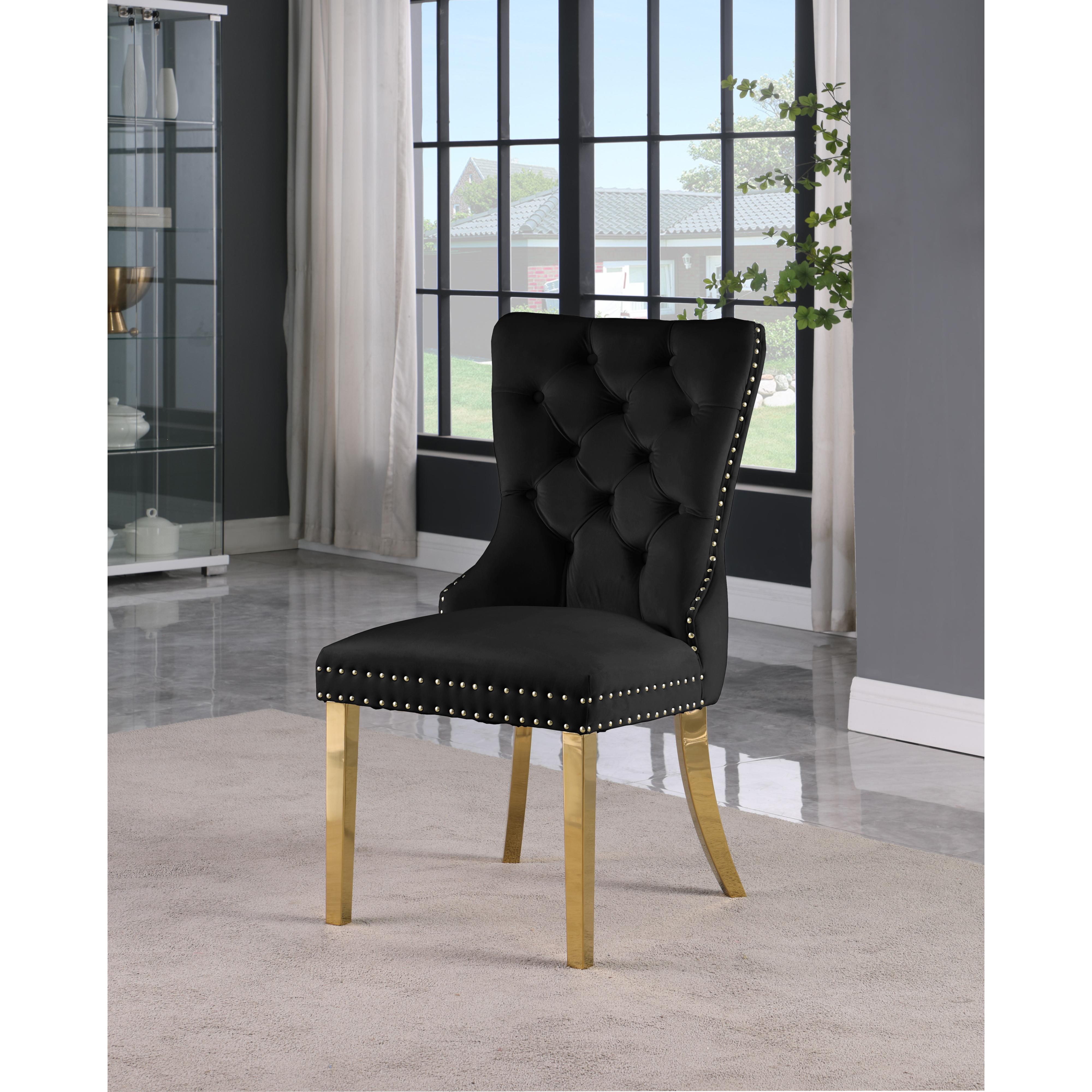 Meridian Carmen Black Velvet Dining Chairs