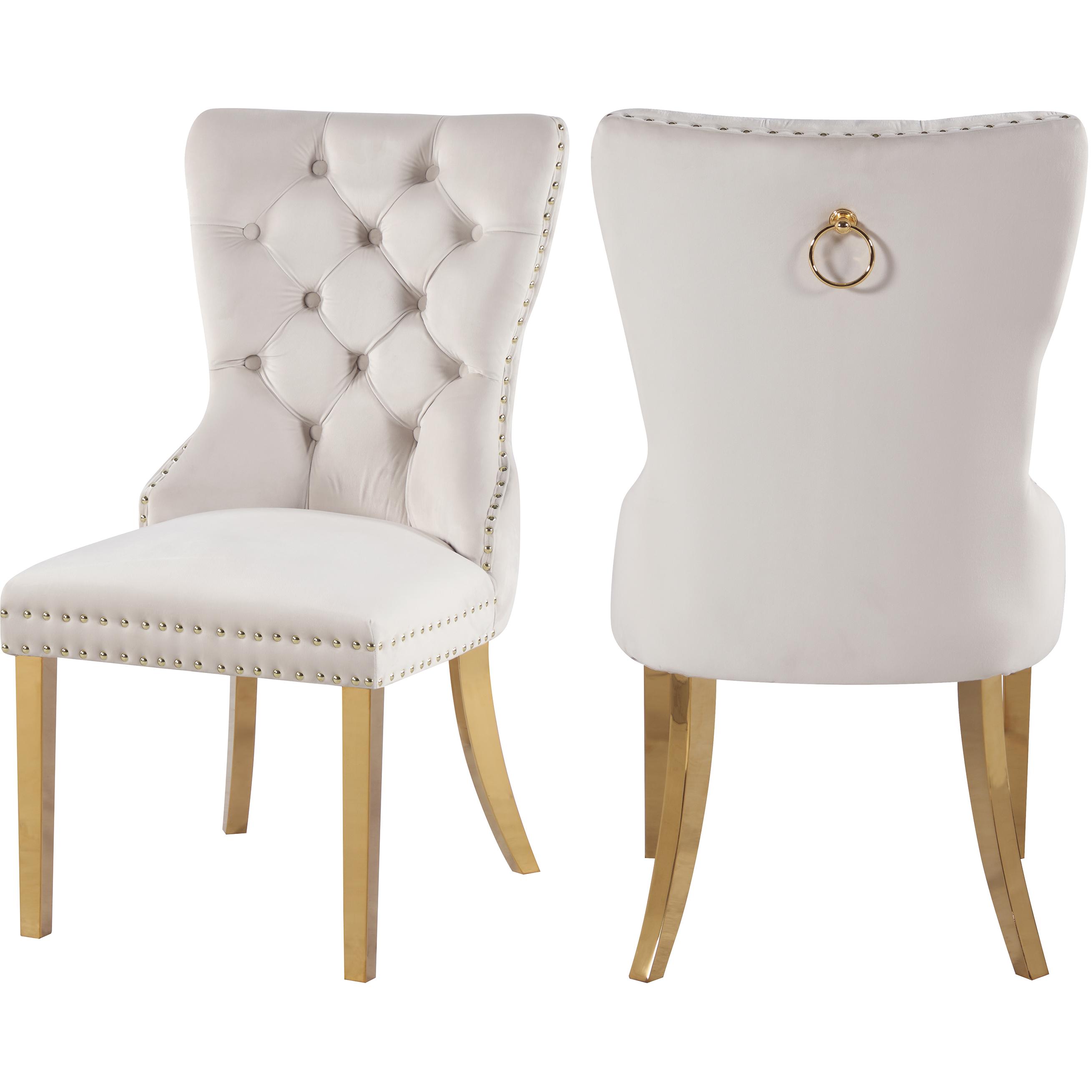 Meridian Carmen Cream Velvet Dining Chairs