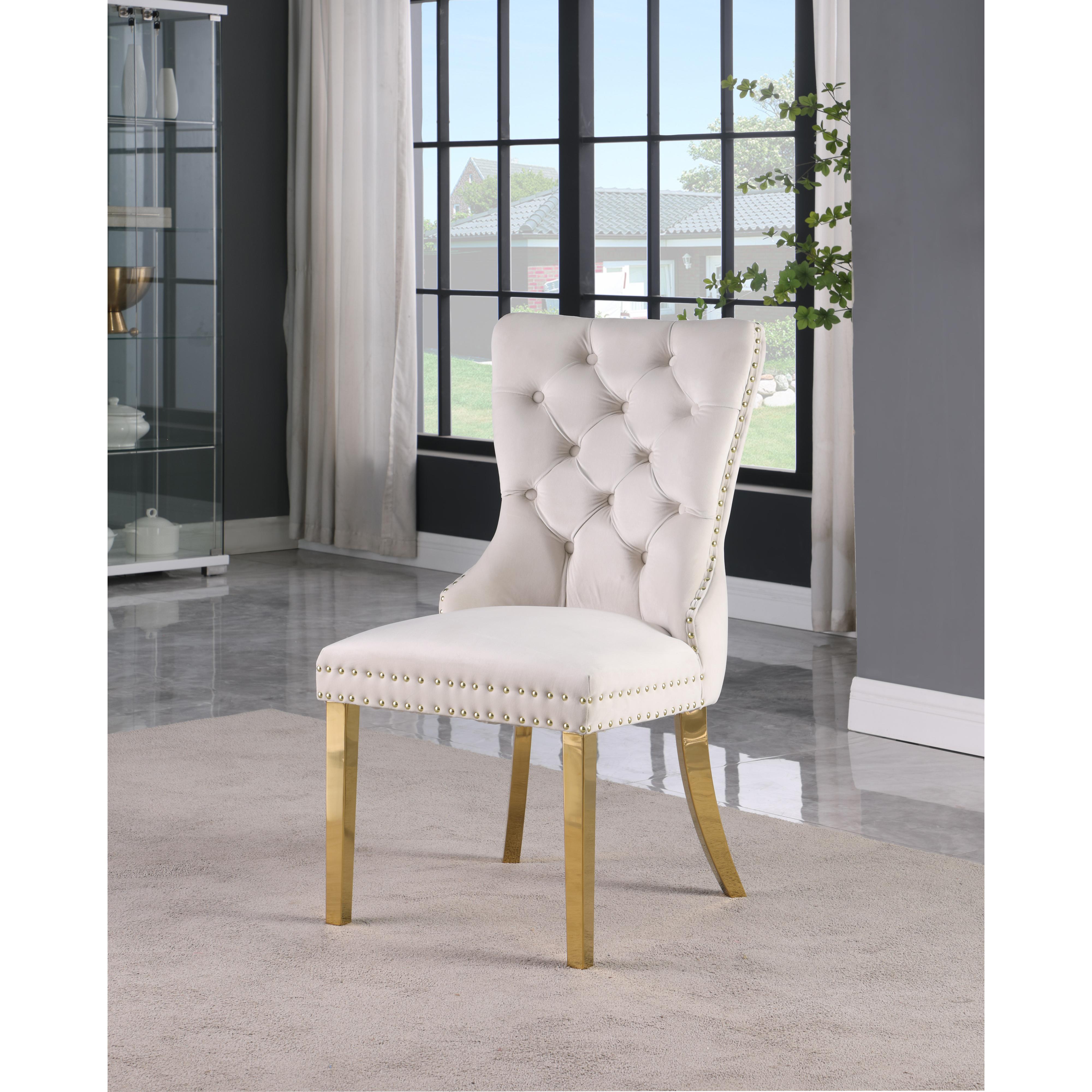 Meridian Carmen Cream Velvet Dining Chairs