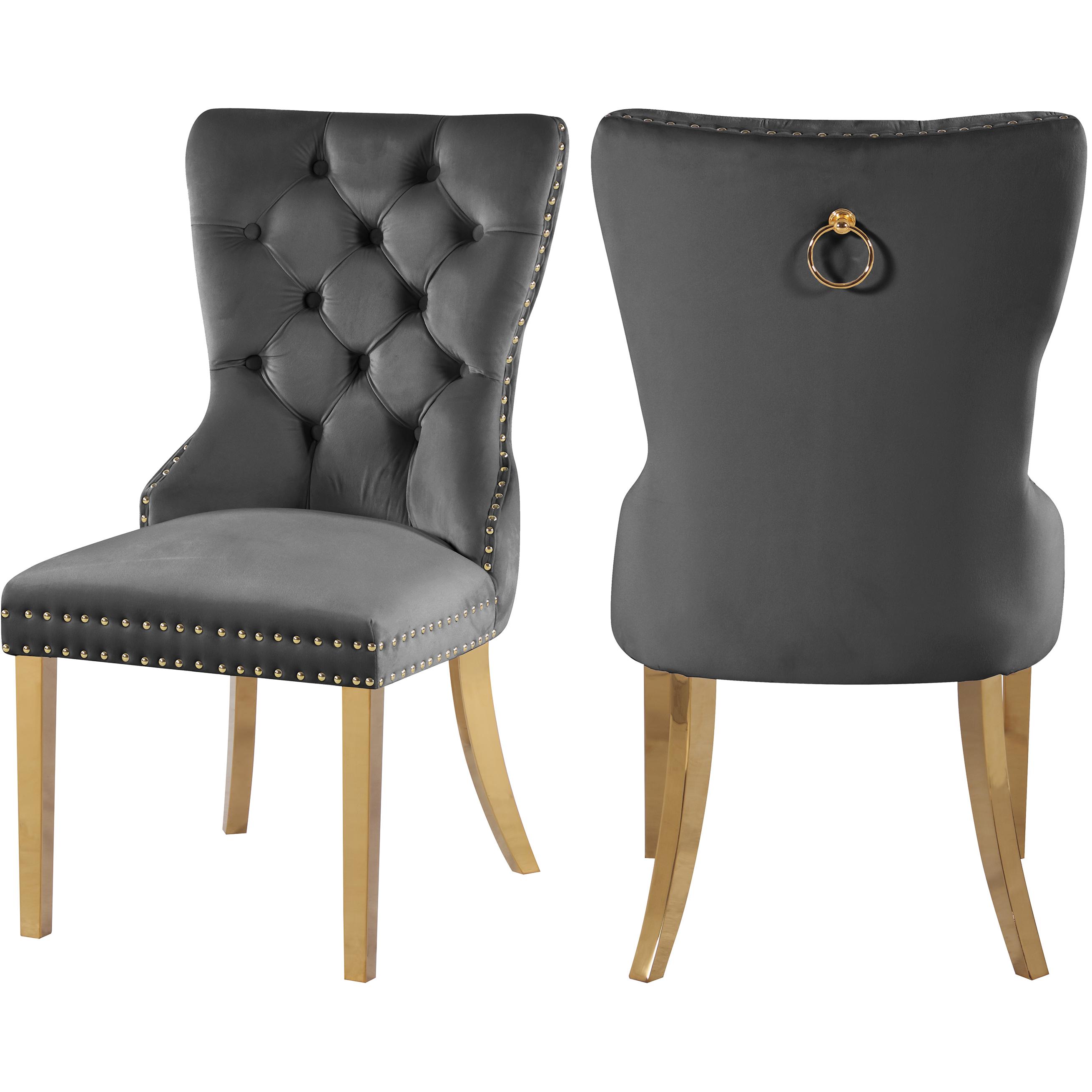 Meridian Carmen Grey Velvet Dining Chairs