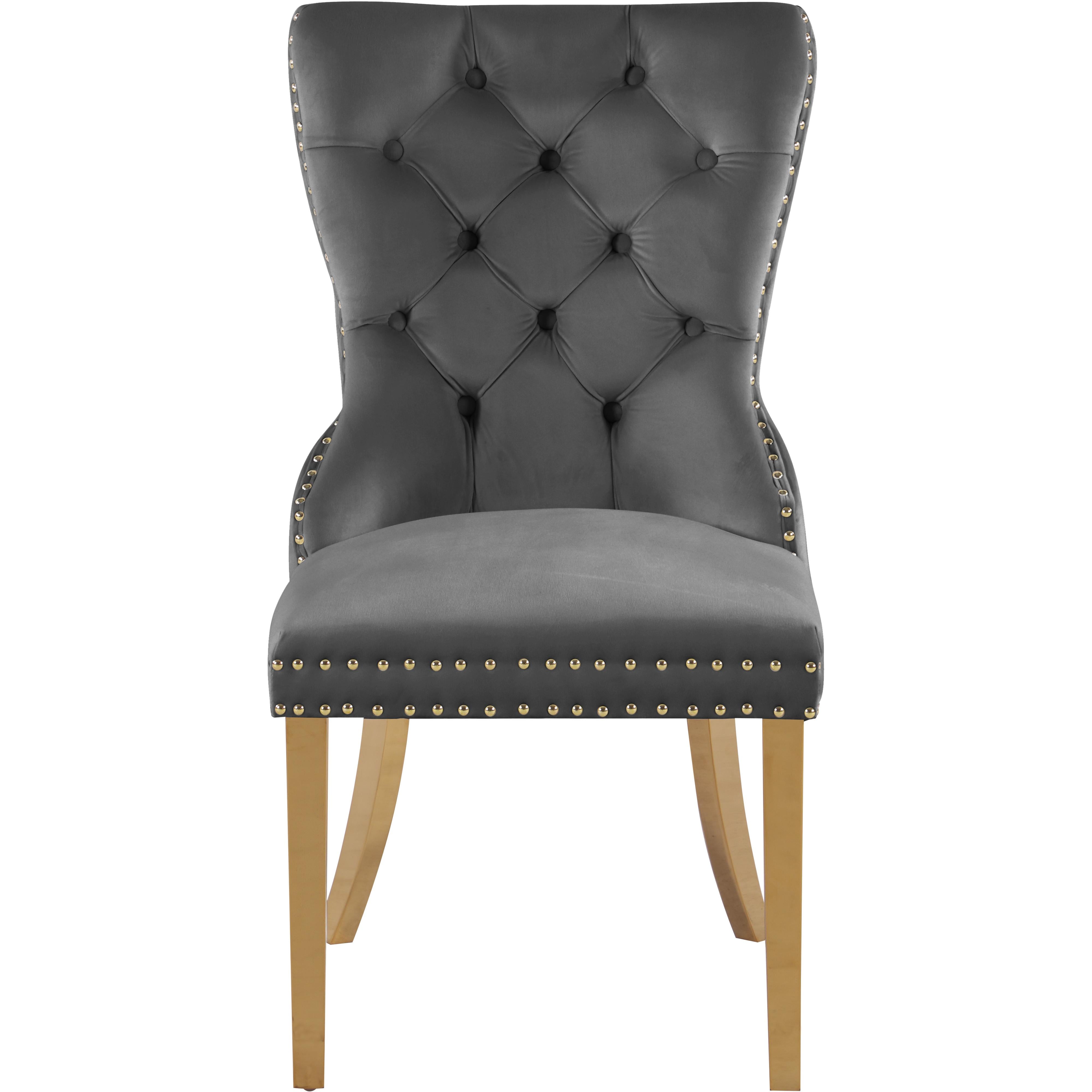 Meridian Carmen Grey Velvet Dining Chairs