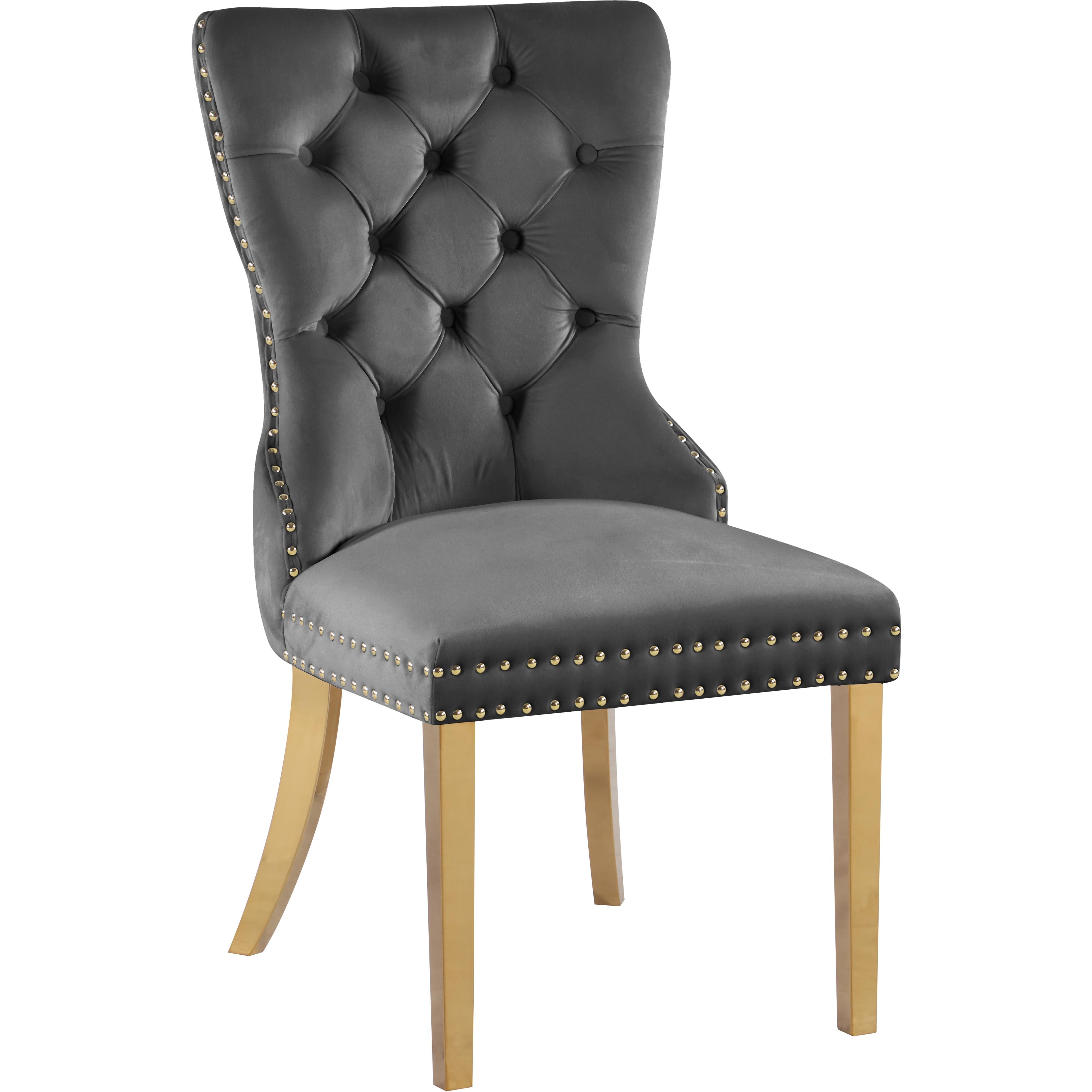 Meridian Carmen Grey Velvet Dining Chairs