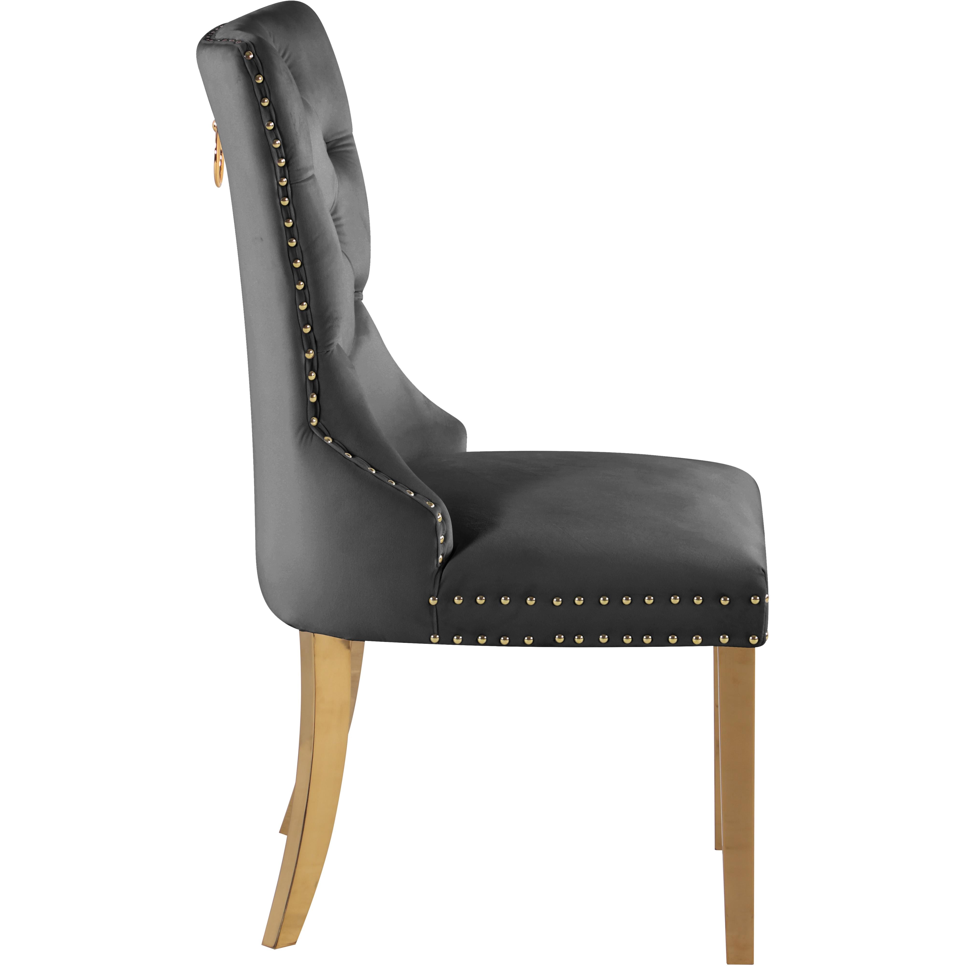 Meridian Carmen Grey Velvet Dining Chairs