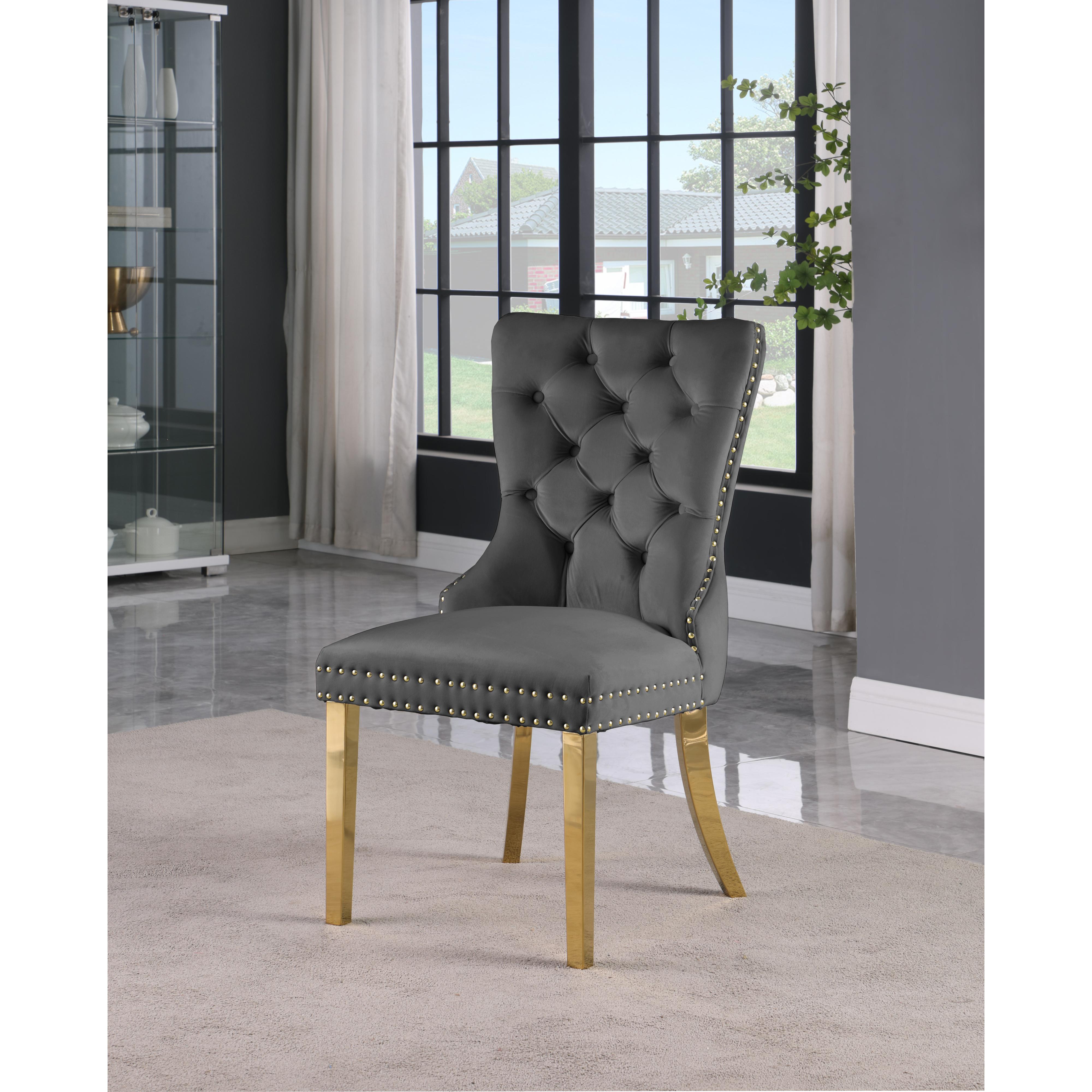 Meridian Carmen Grey Velvet Dining Chairs