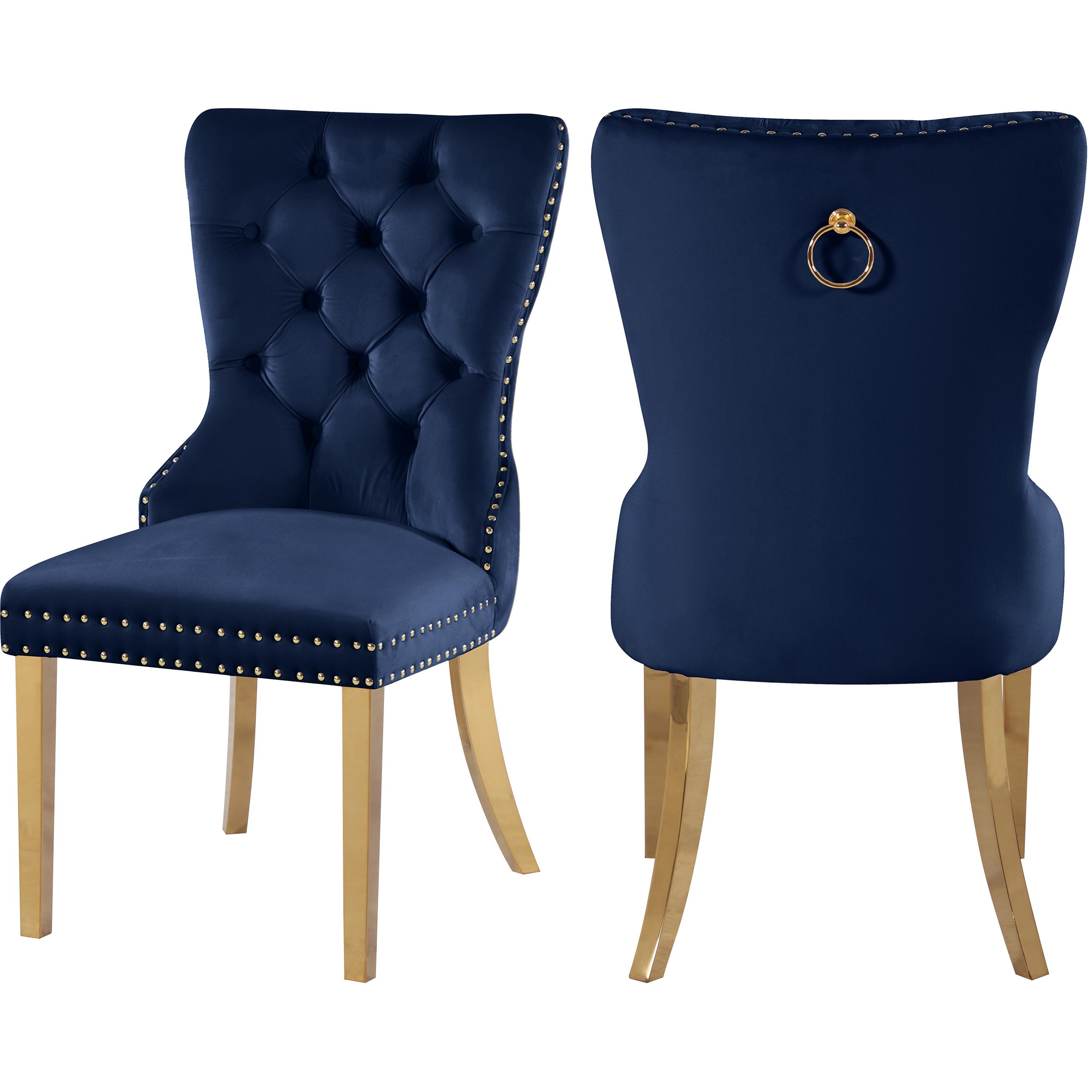 Meridian Carmen Navy Velvet Dining Chairs