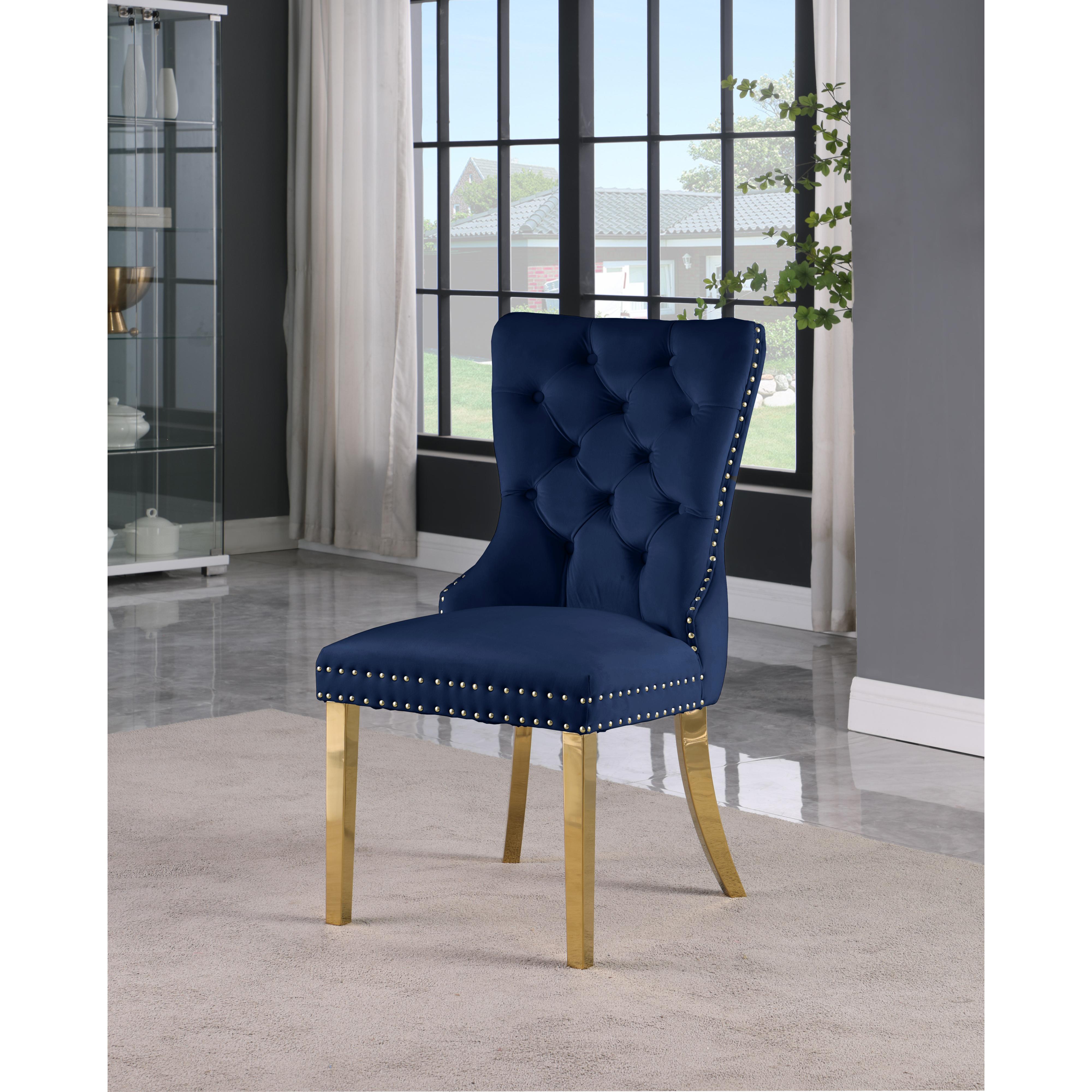 Meridian Carmen Navy Velvet Dining Chairs