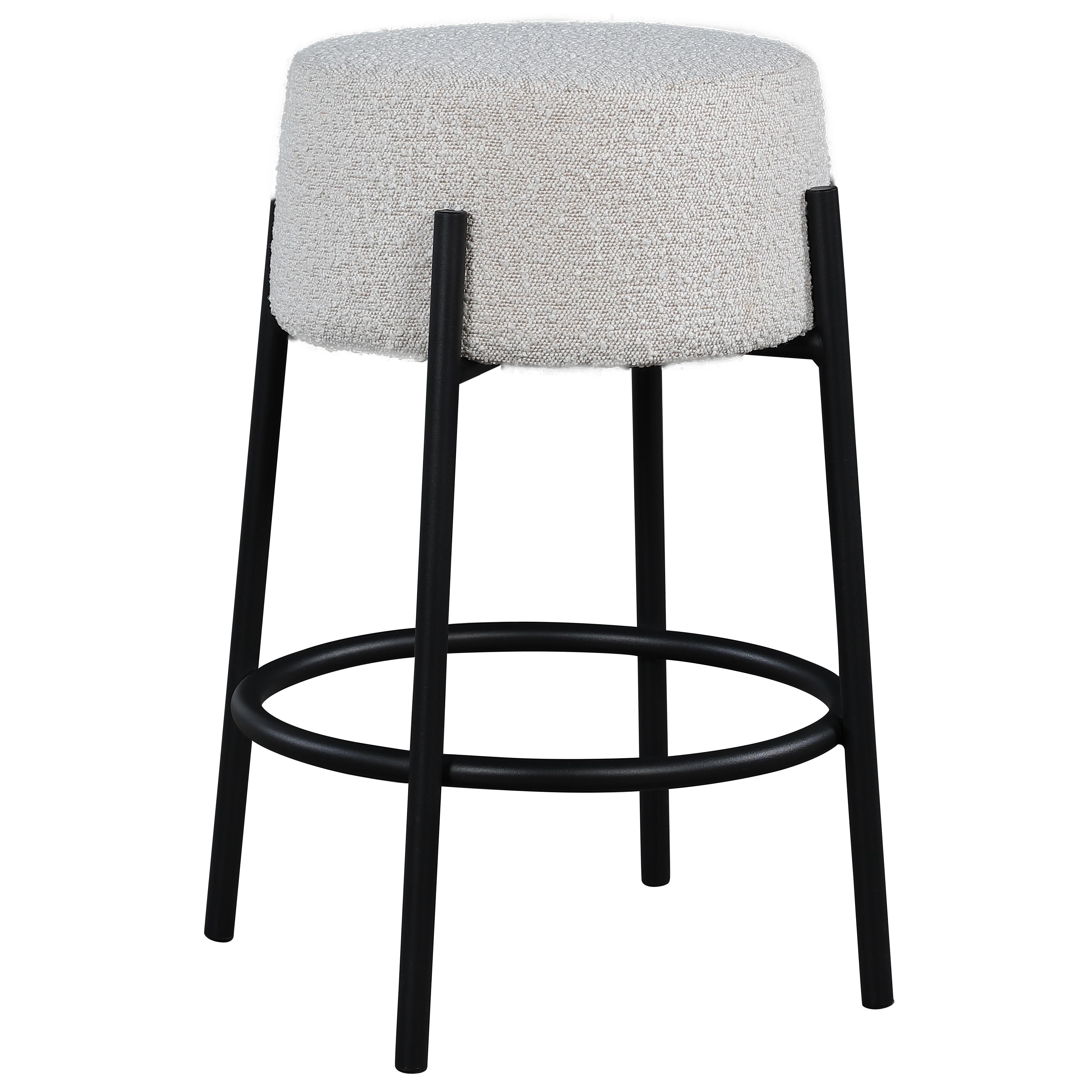 Meridian Avalon Cream Boucle Fabric Counter Stool