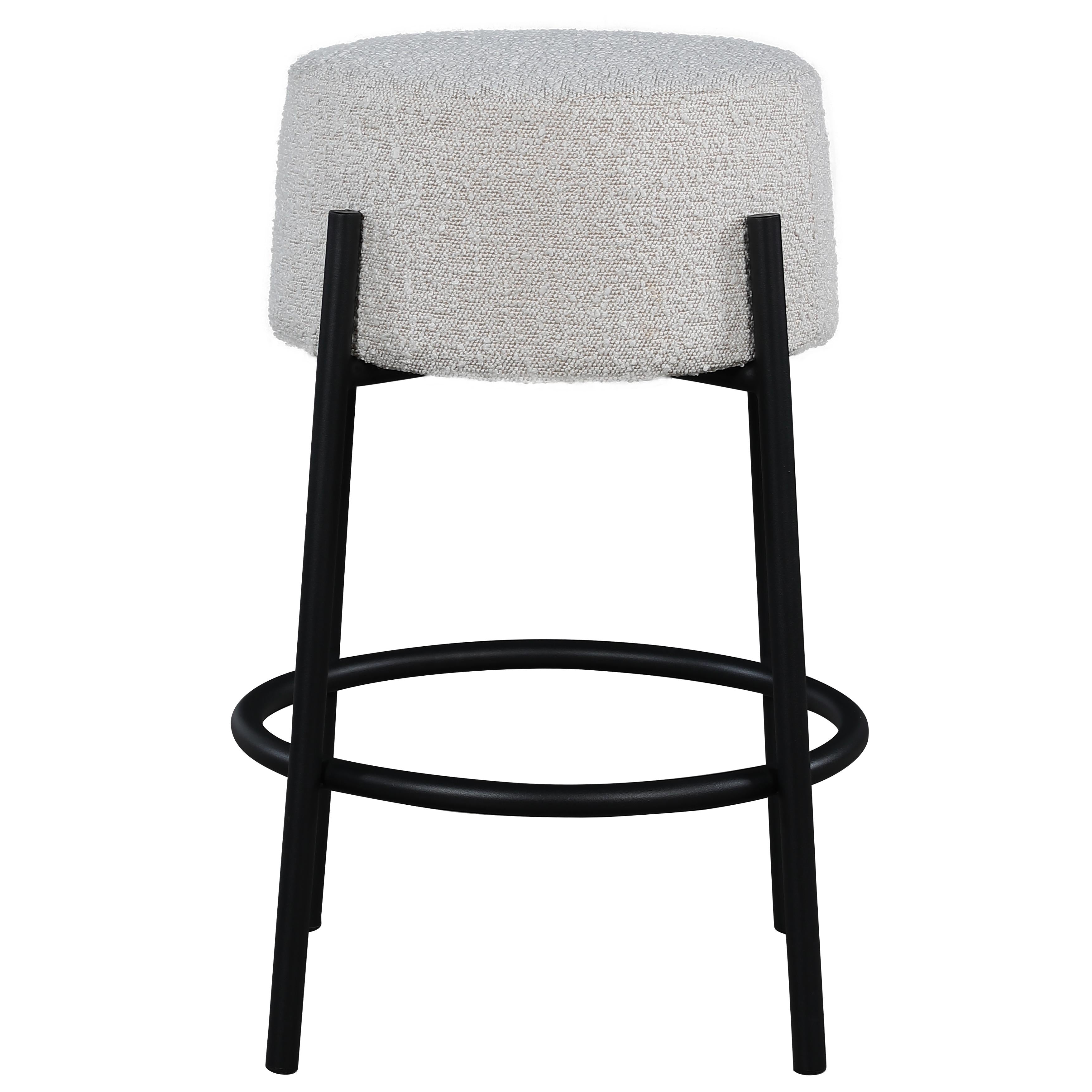 Meridian Avalon Cream Boucle Fabric Counter Stool