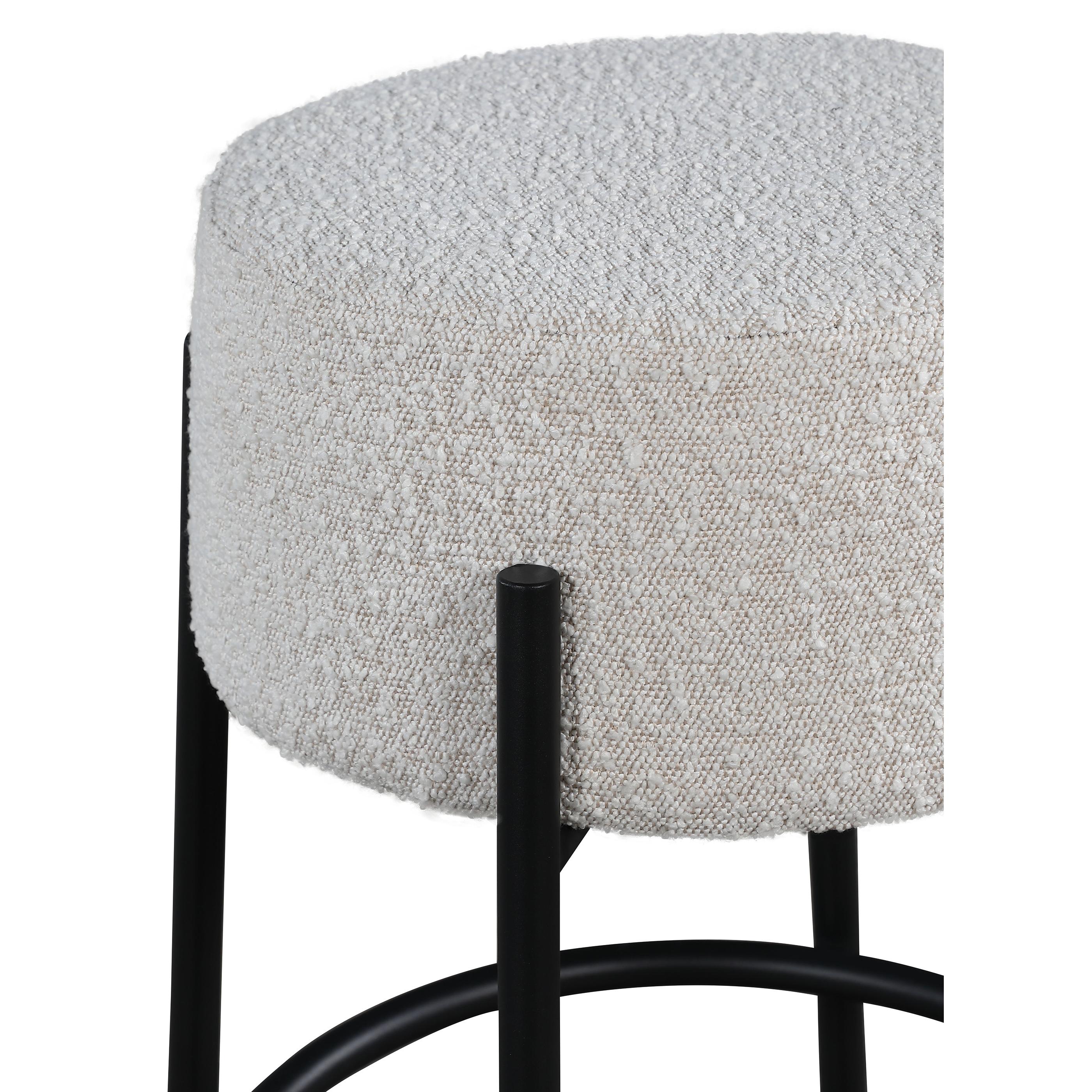 Meridian Avalon Cream Boucle Fabric Counter Stool