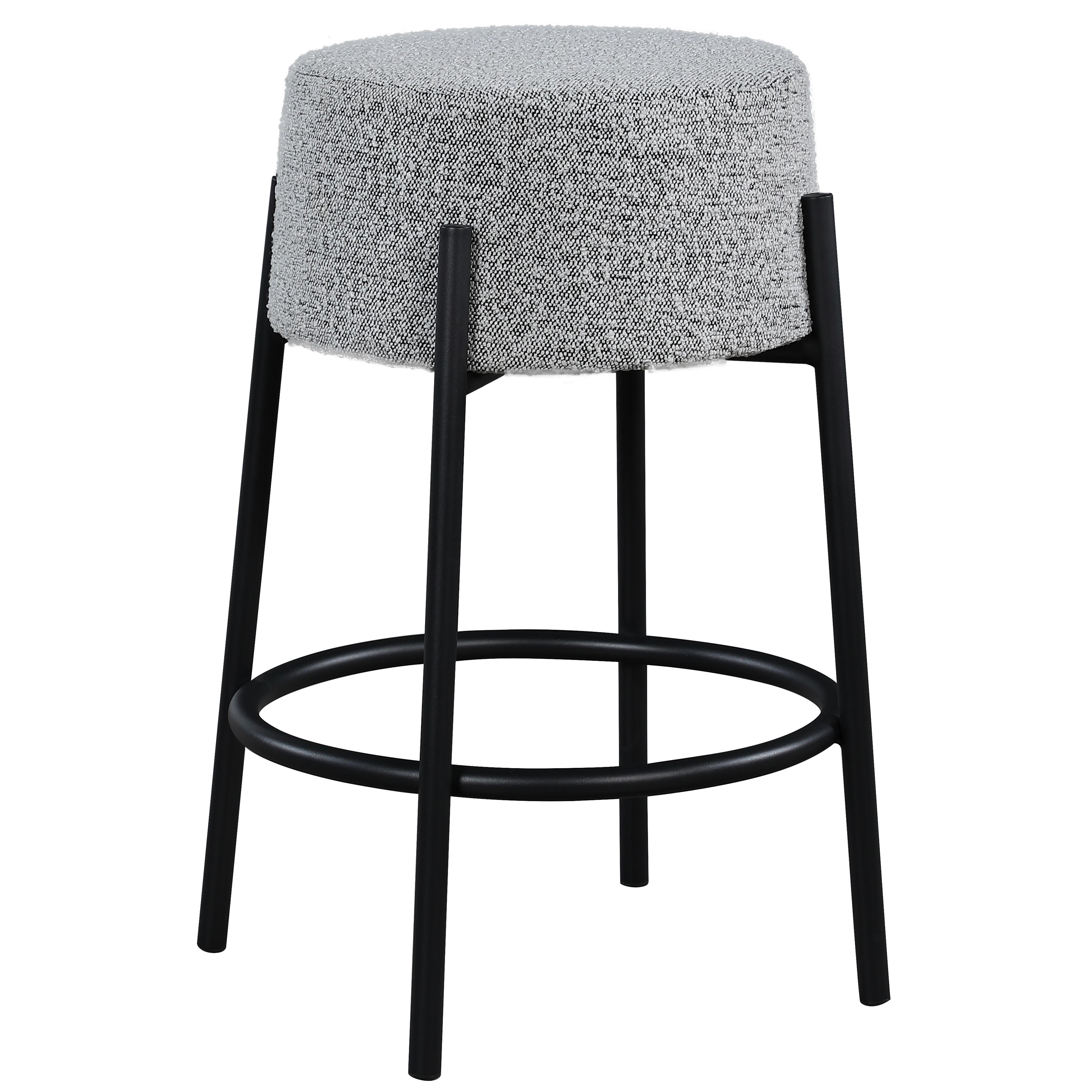 Meridian Avalon Grey Boucle Fabric Counter Stool