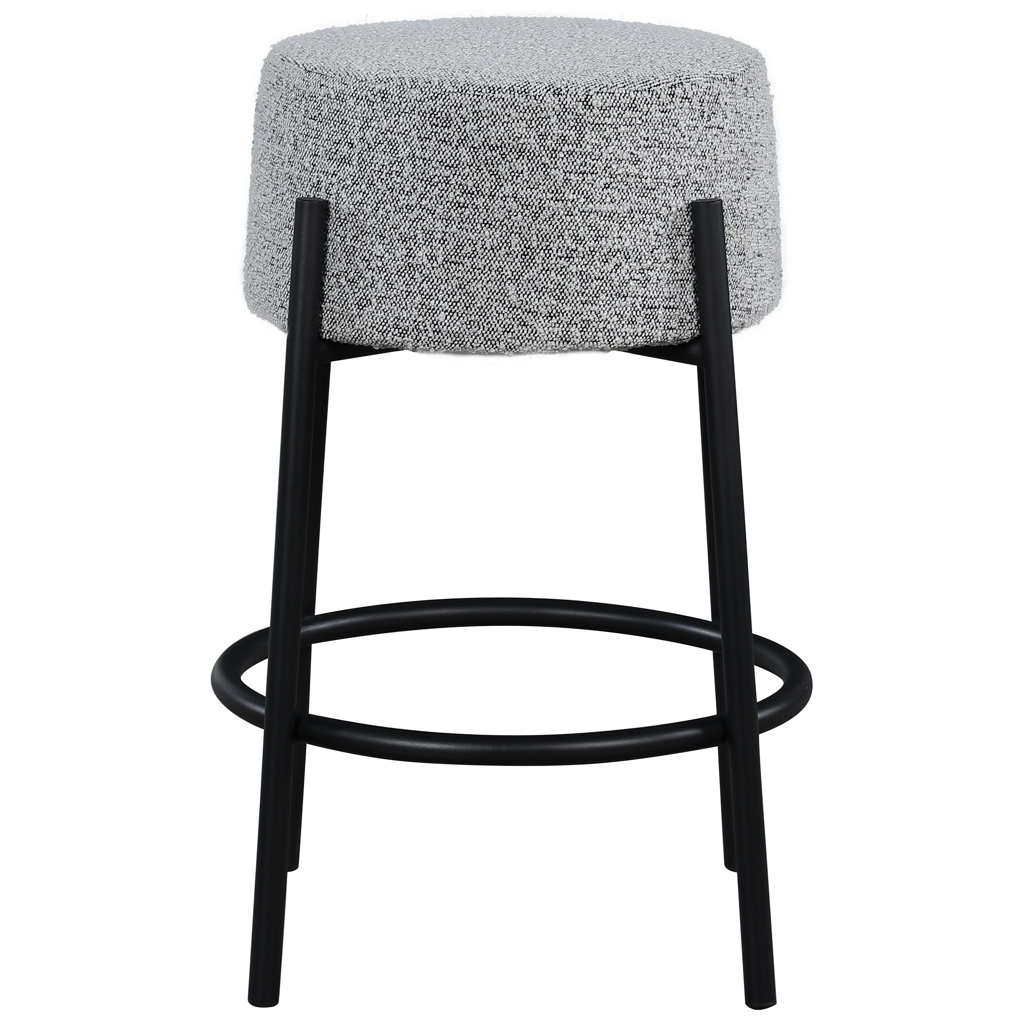 Meridian Avalon Grey Boucle Fabric Counter Stool