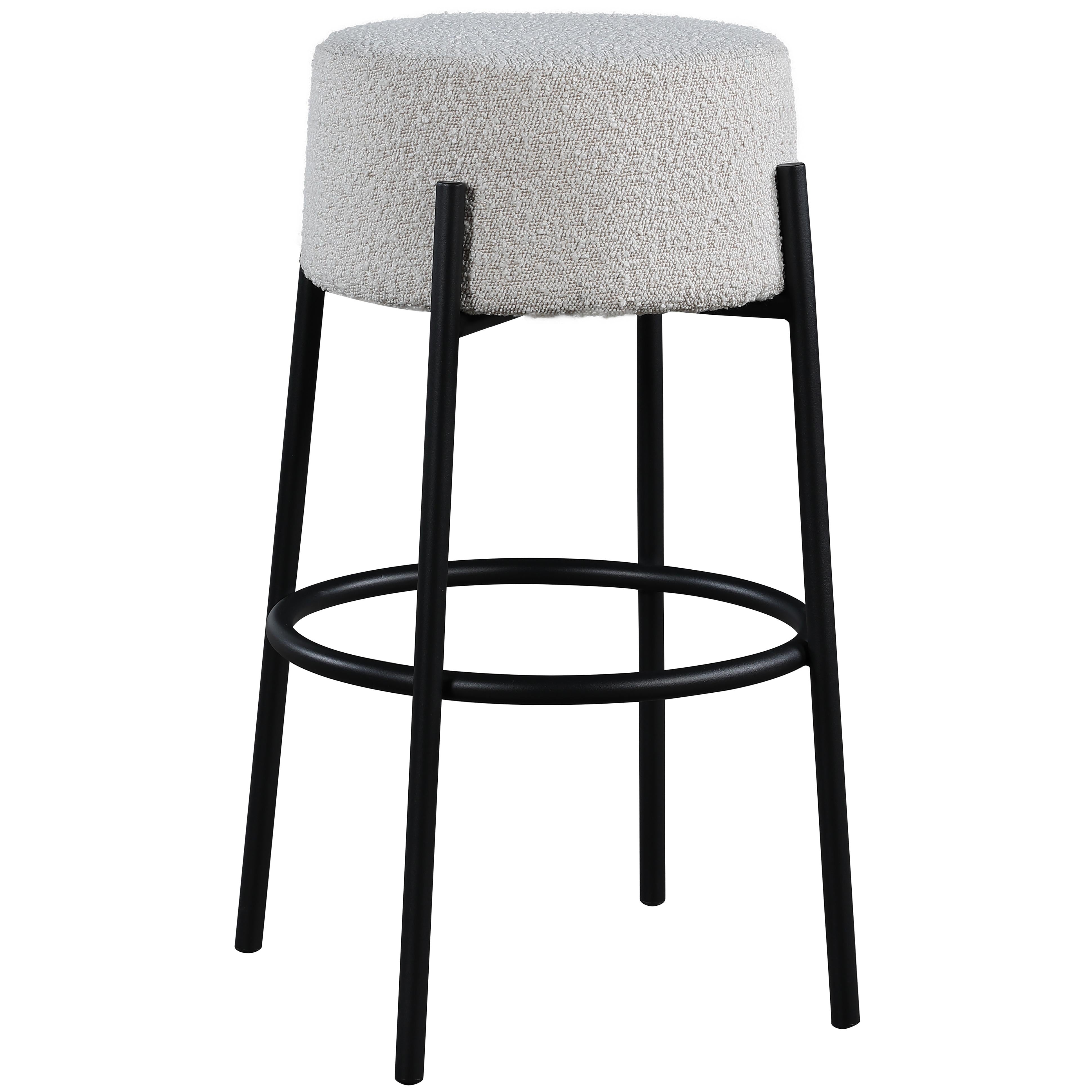 Meridian Avalon Cream Boucle Fabric Bar Stool