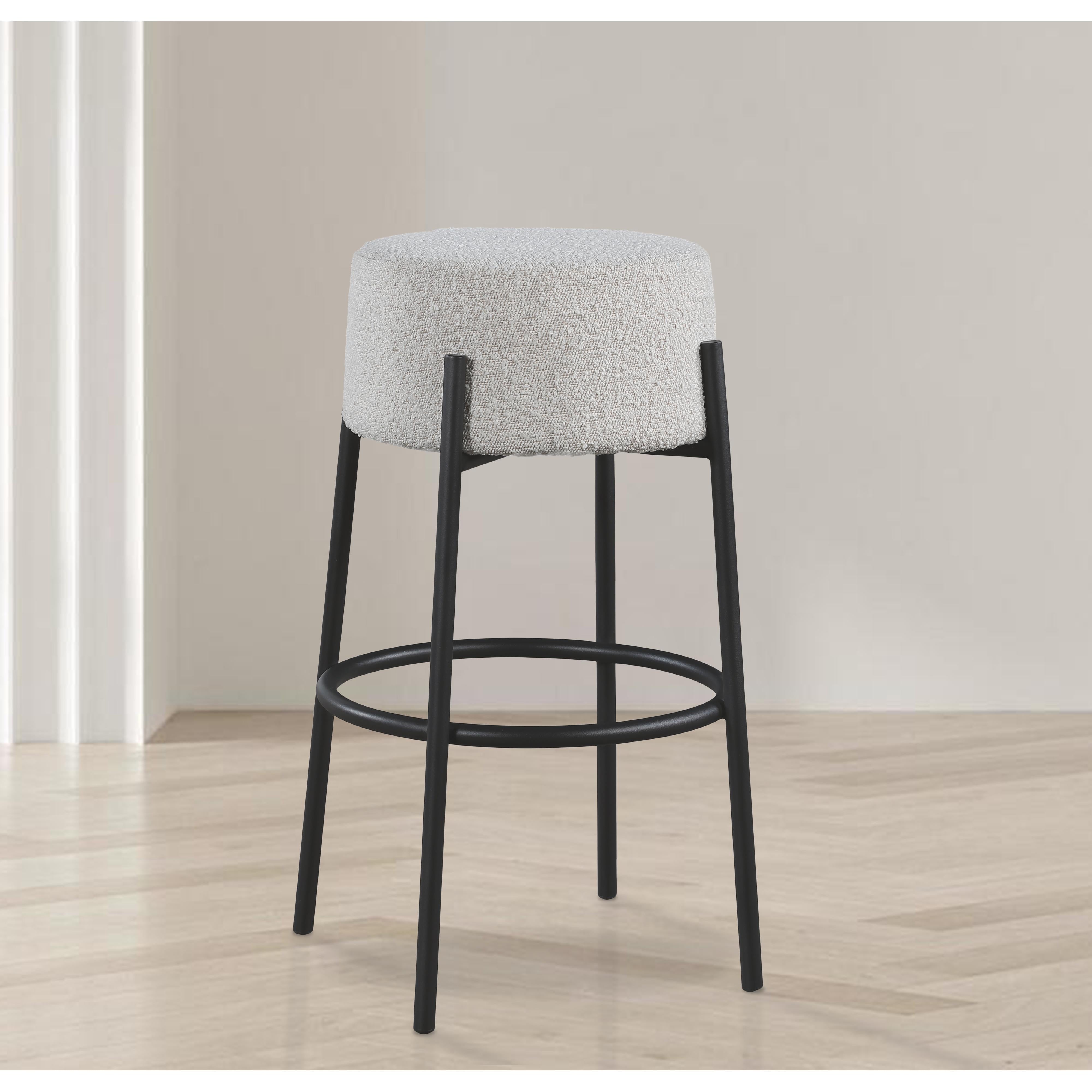 Meridian Avalon Cream Boucle Fabric Bar Stool