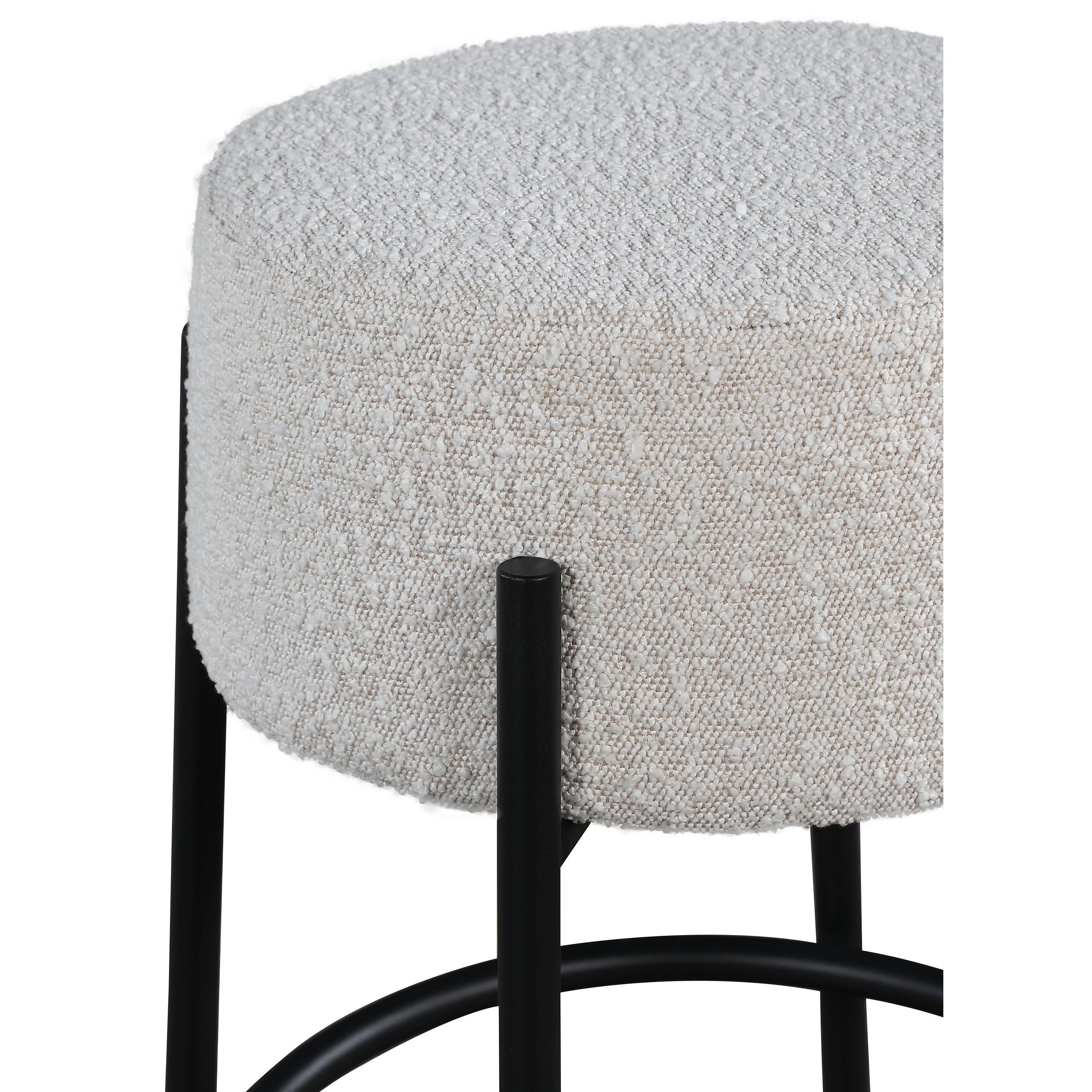 Meridian Avalon Cream Boucle Fabric Bar Stool