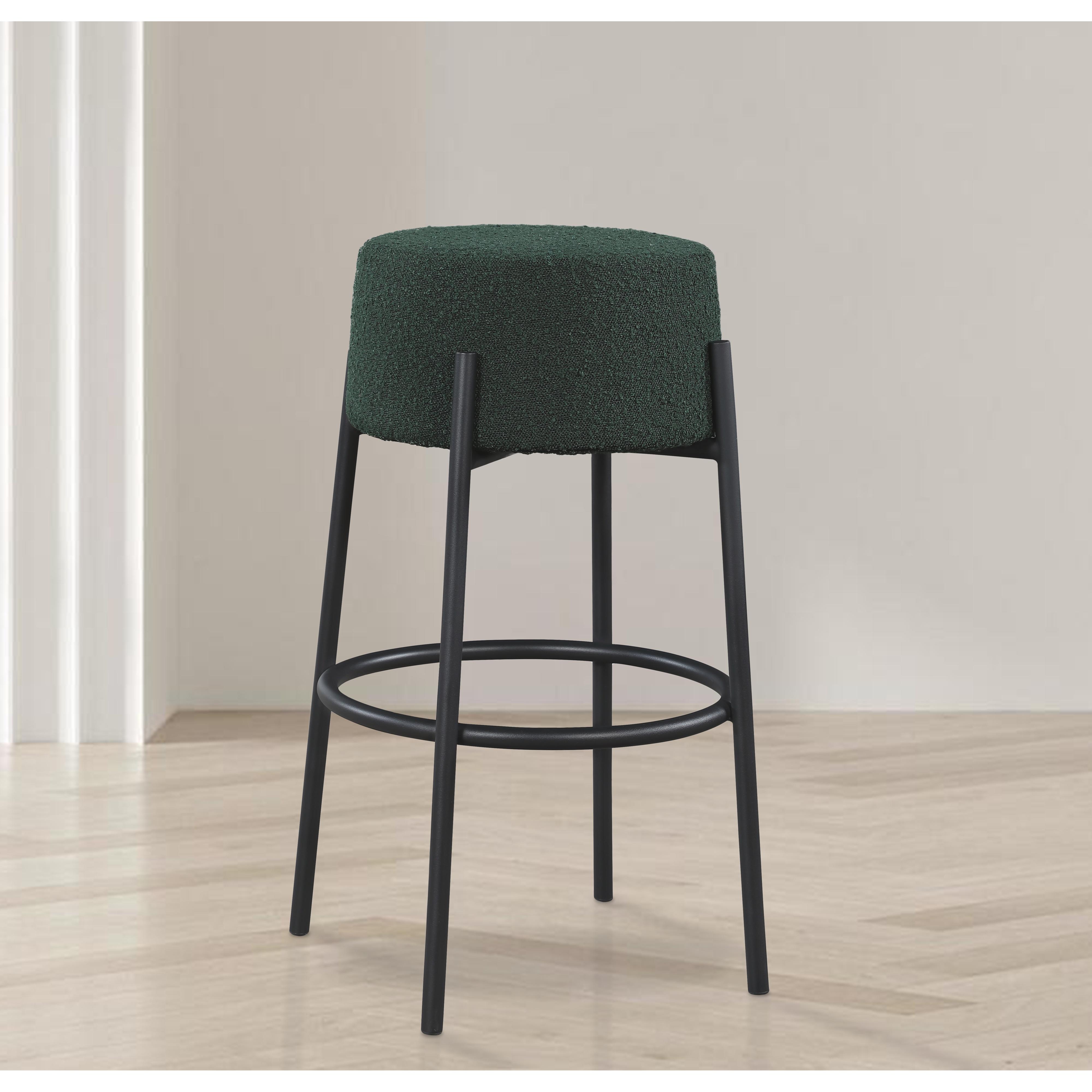 Meridian Avalon Green Boucle Fabric Bar Stool