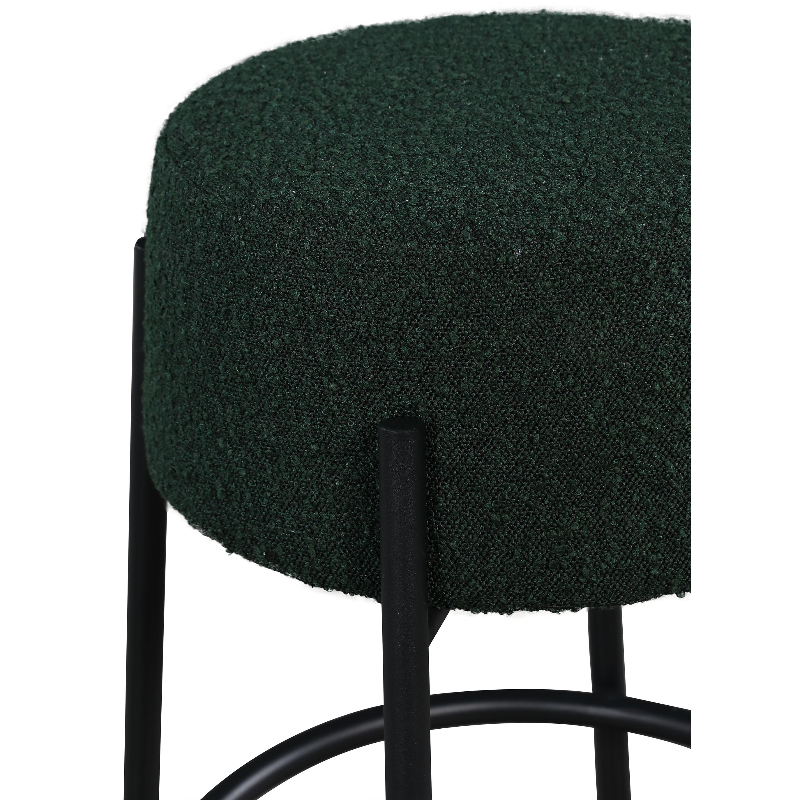 Meridian Avalon Green Boucle Fabric Bar Stool