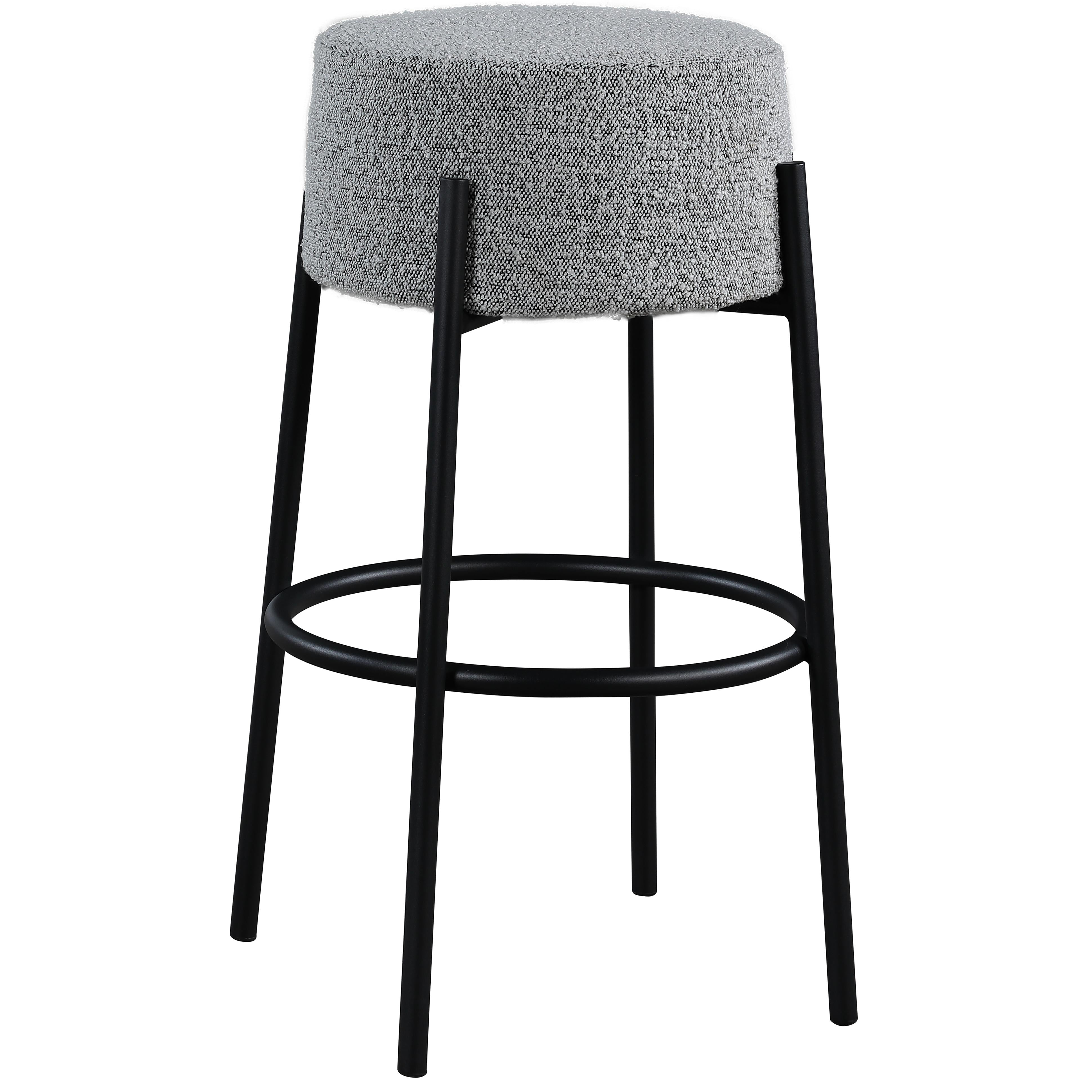 Meridian Avalon Grey Boucle Fabric Bar Stool