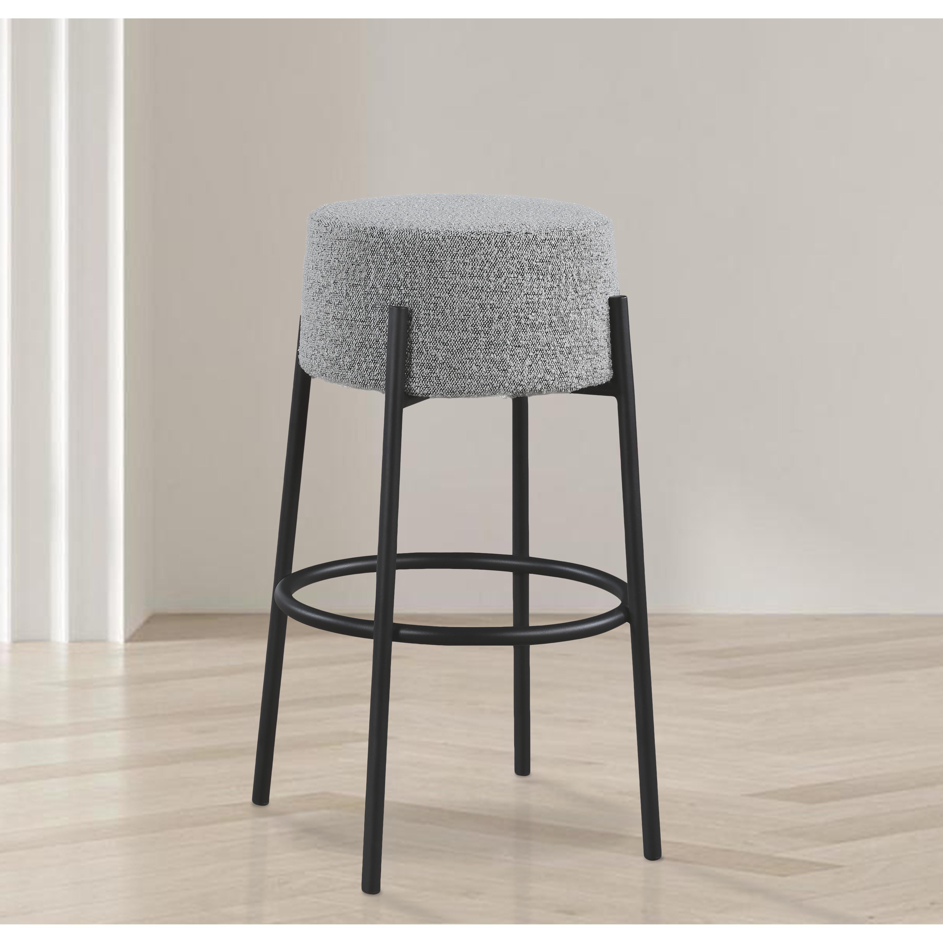 Meridian Avalon Grey Boucle Fabric Bar Stool