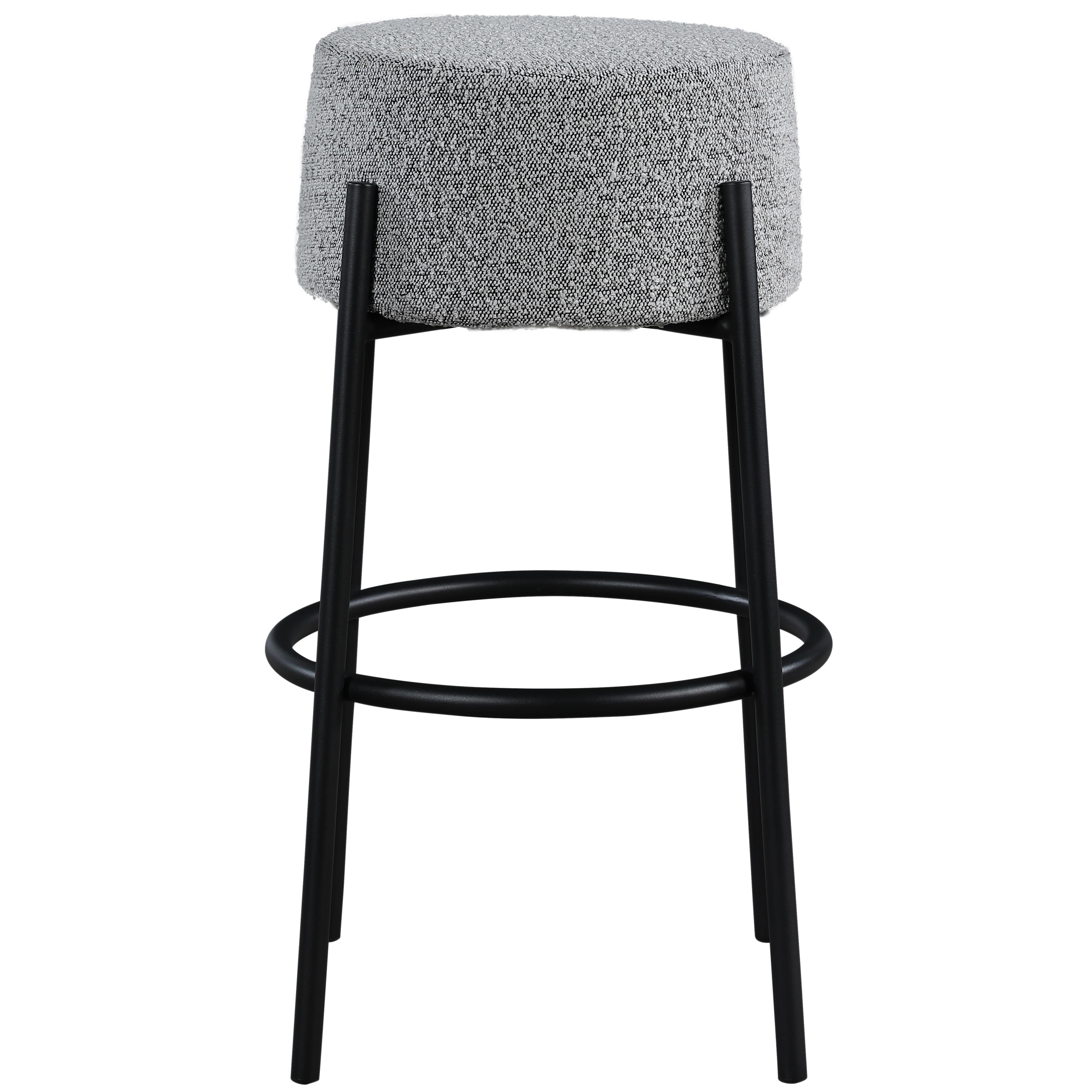 Meridian Avalon Grey Boucle Fabric Bar Stool