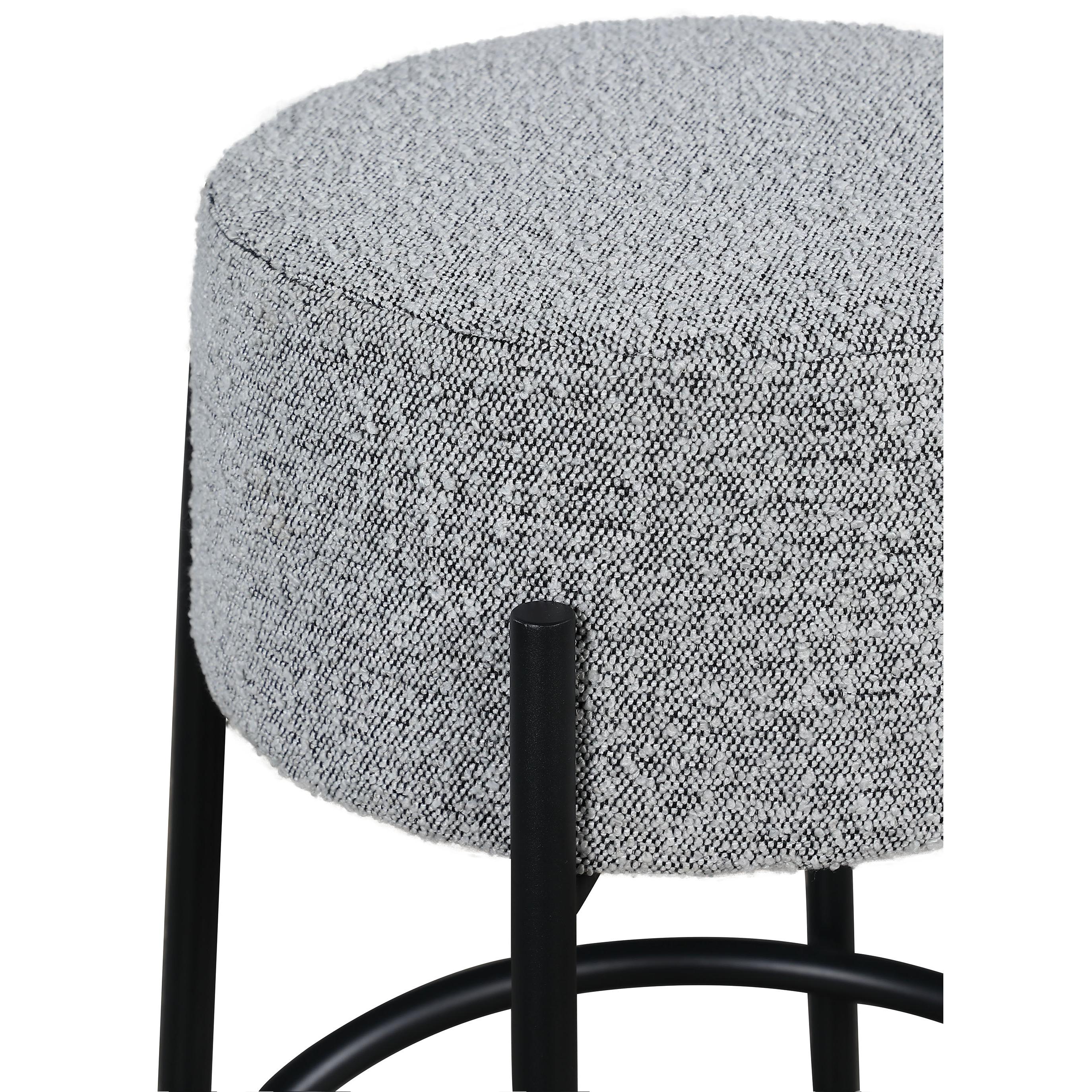 Meridian Avalon Grey Boucle Fabric Bar Stool