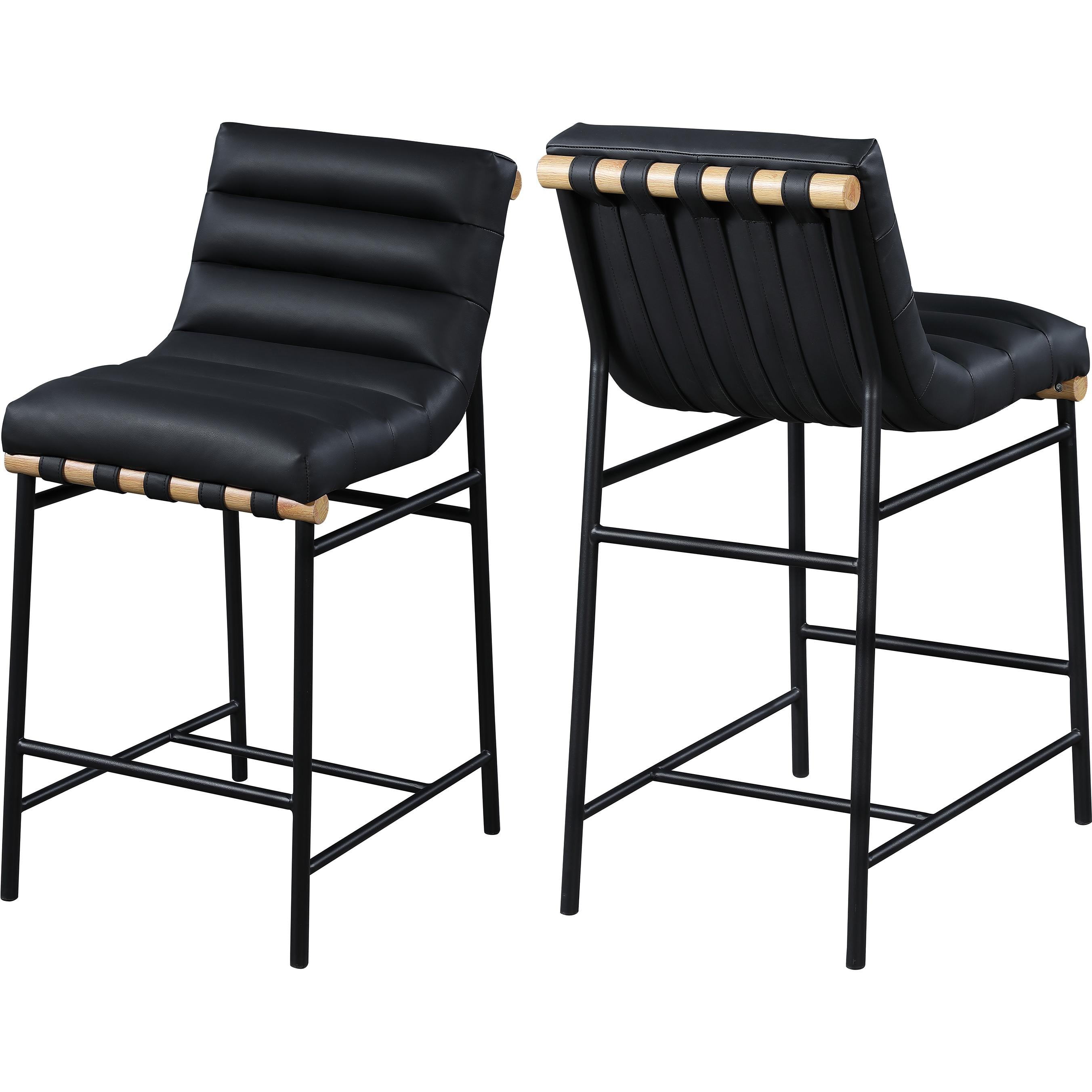 Meridian Burke Black Vegan Leather Counter Stool