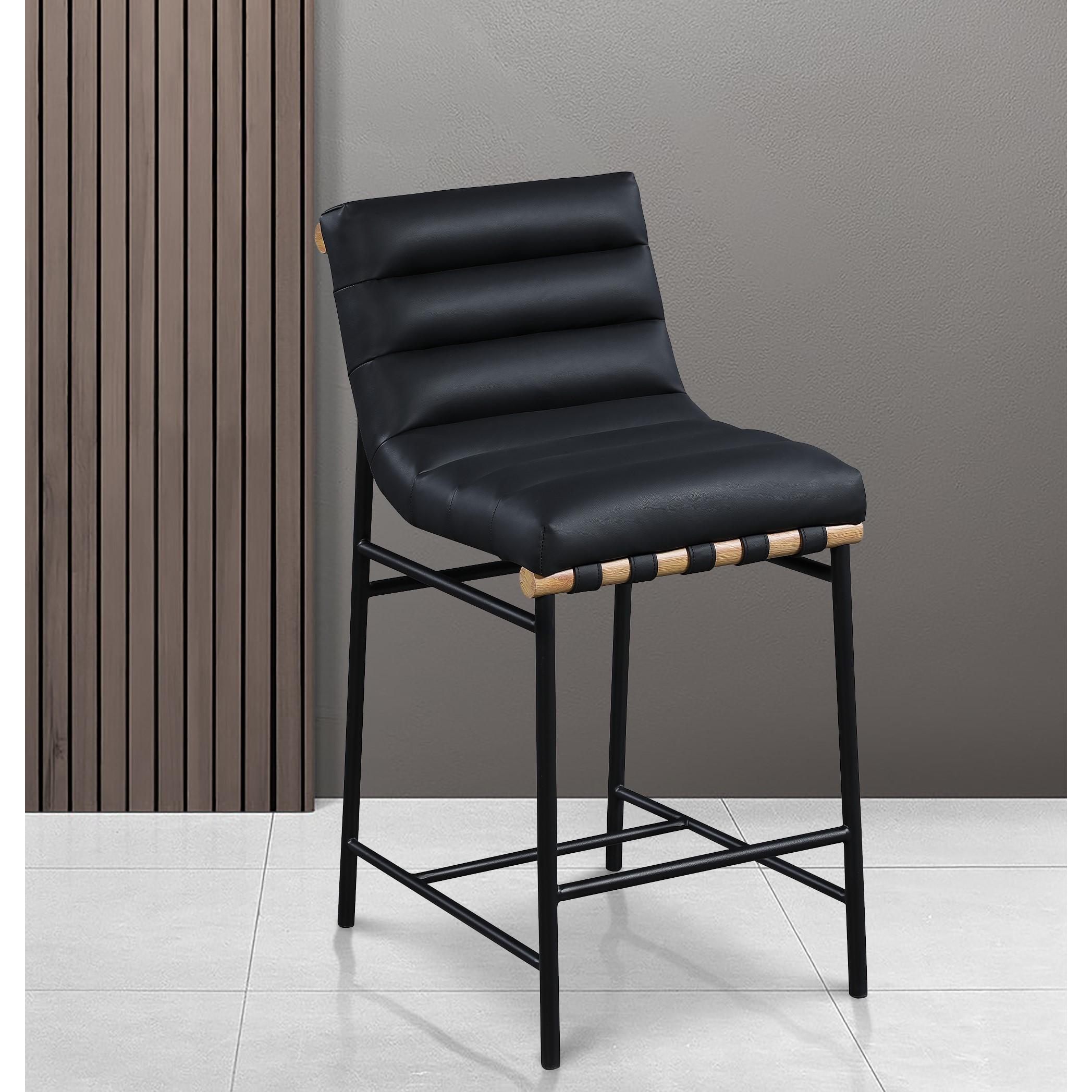 Meridian Burke Black Vegan Leather Counter Stool