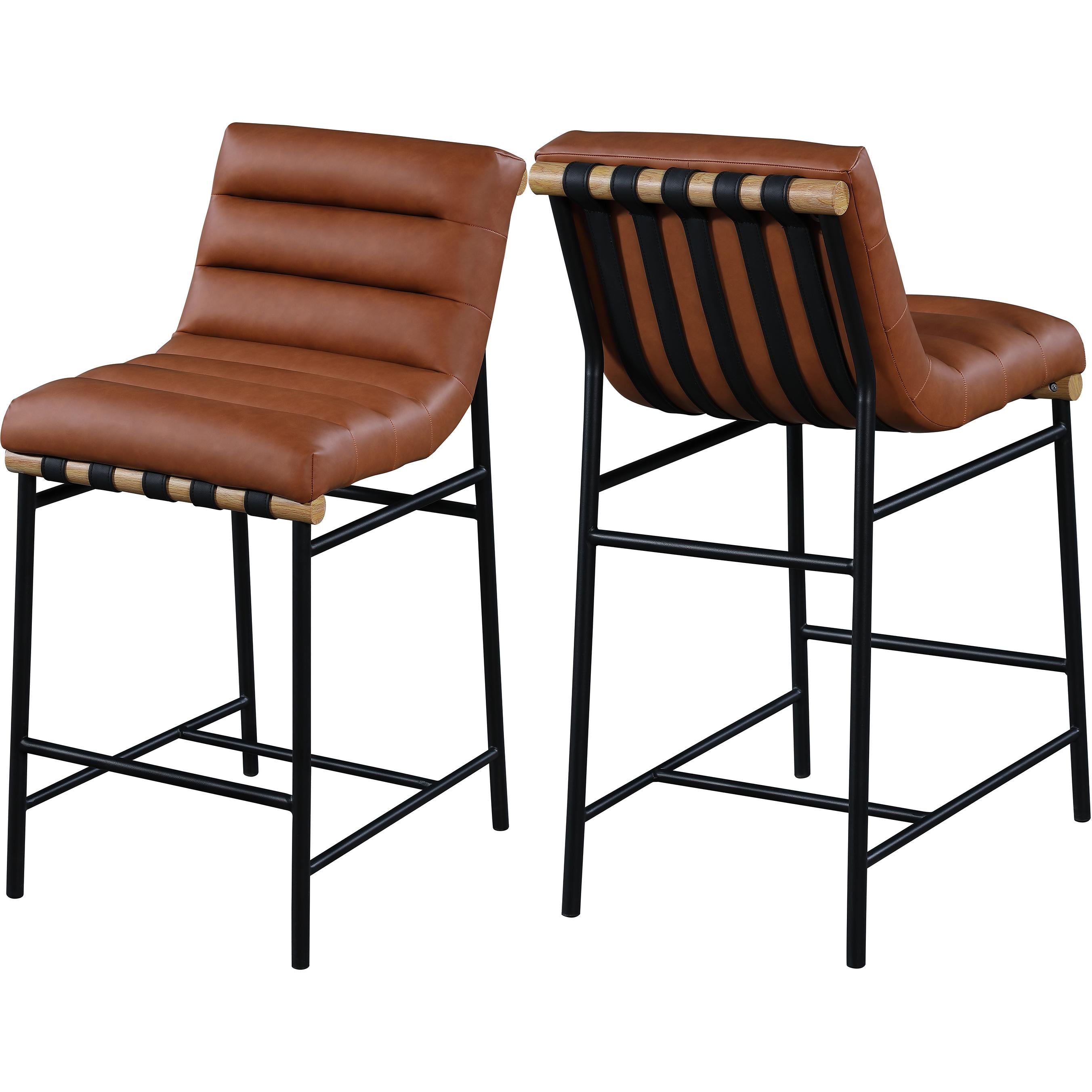 Meridian Burke Cognac Vegan Leather Counter Stool