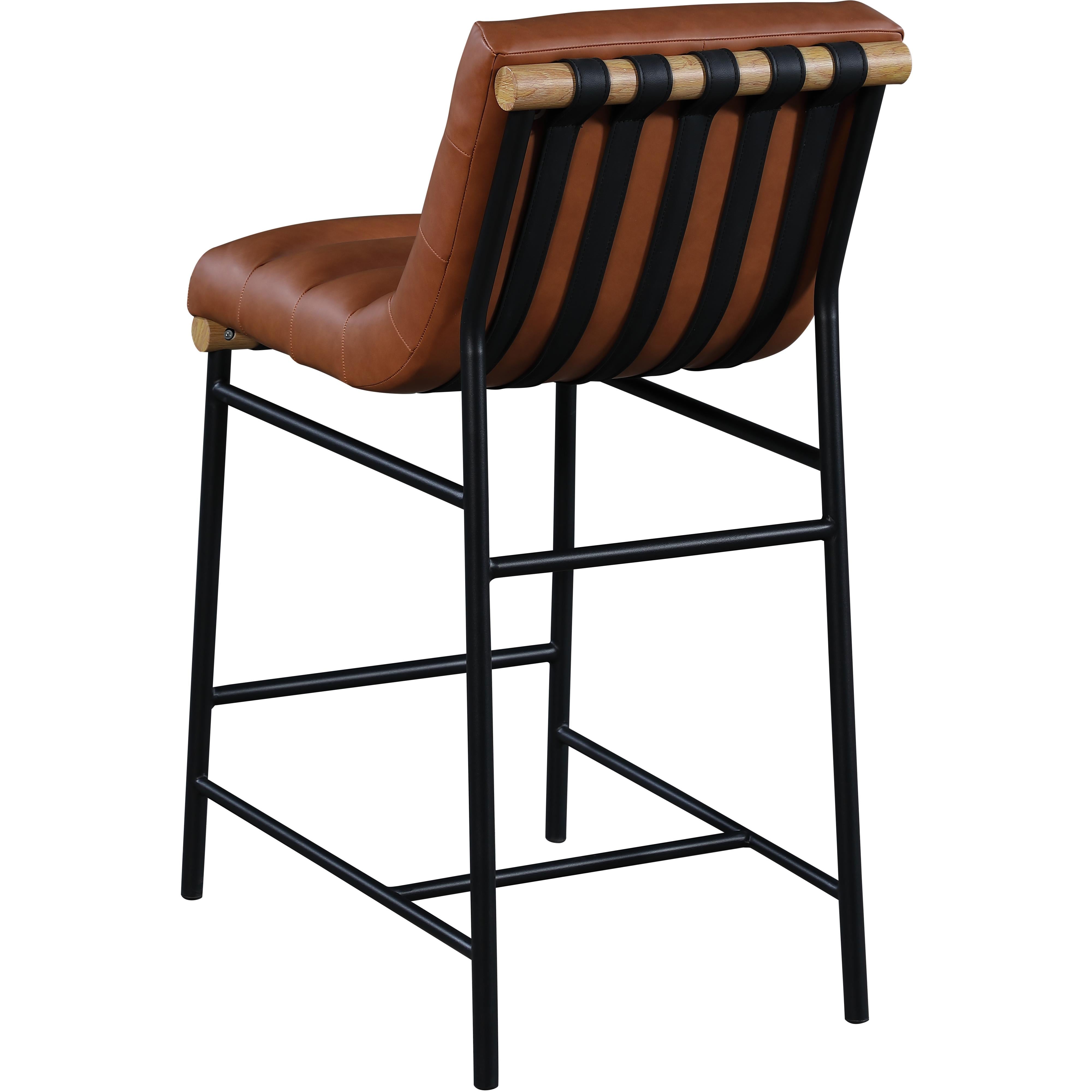 Meridian Burke Cognac Vegan Leather Counter Stool