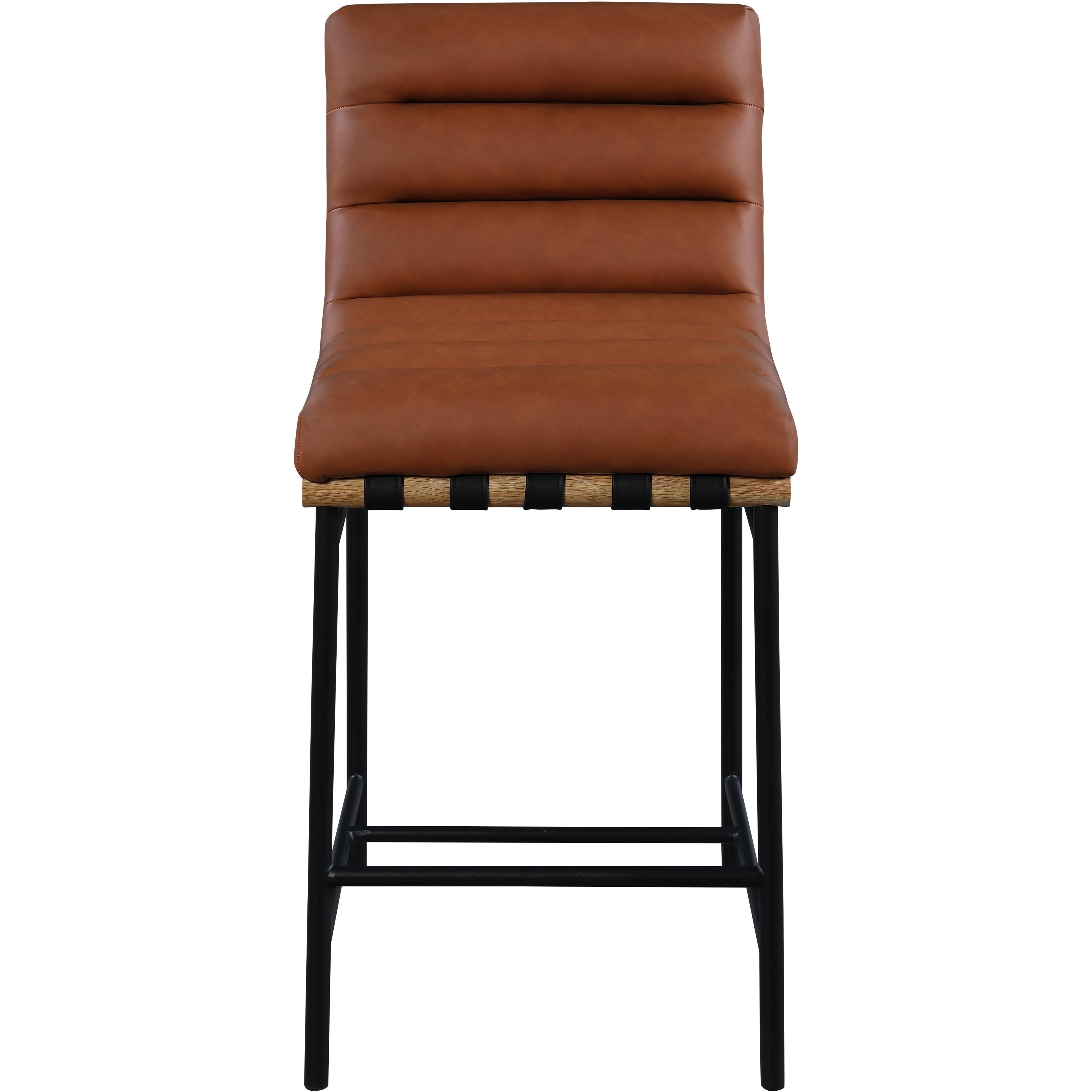 Meridian Burke Cognac Vegan Leather Counter Stool