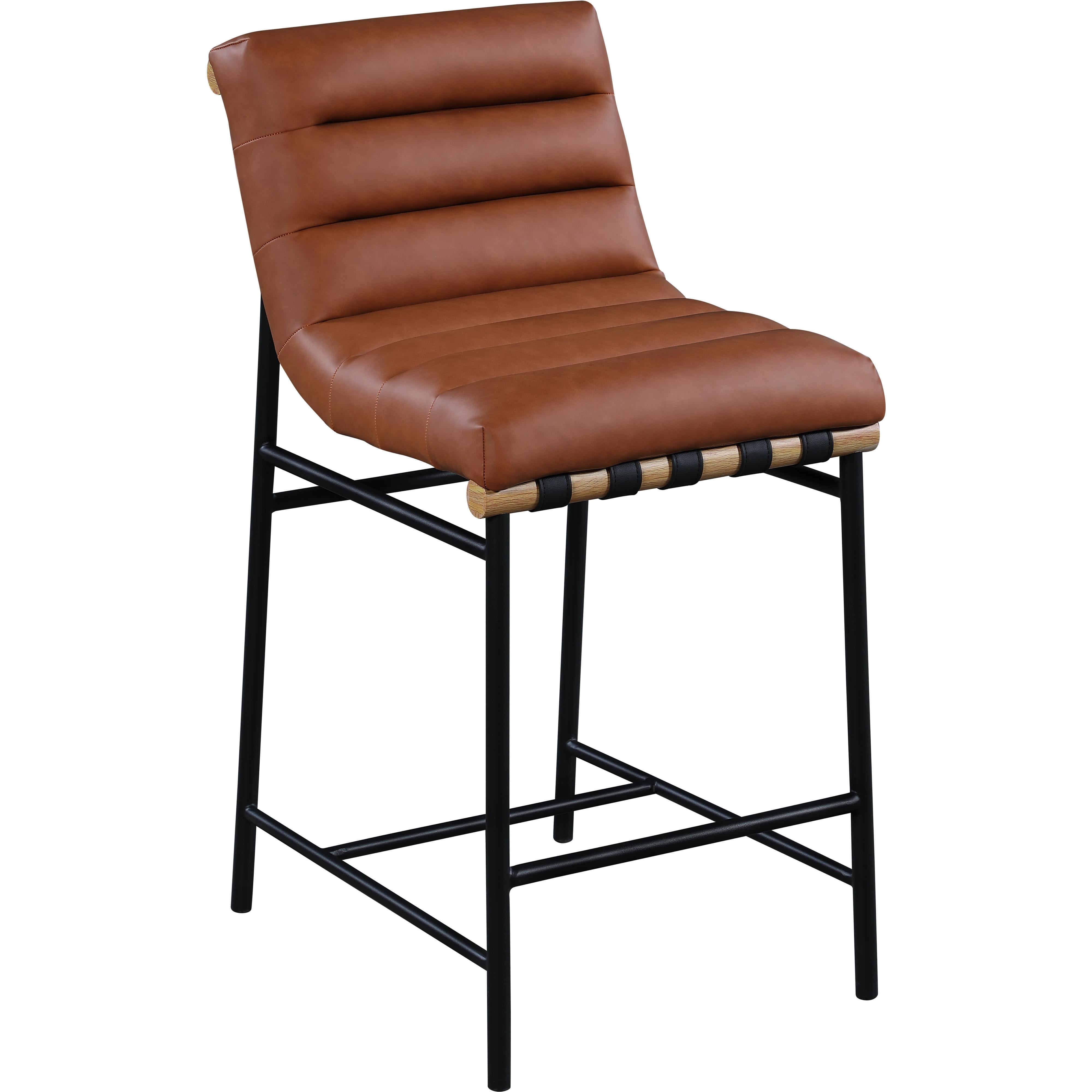 Meridian Burke Cognac Vegan Leather Counter Stool