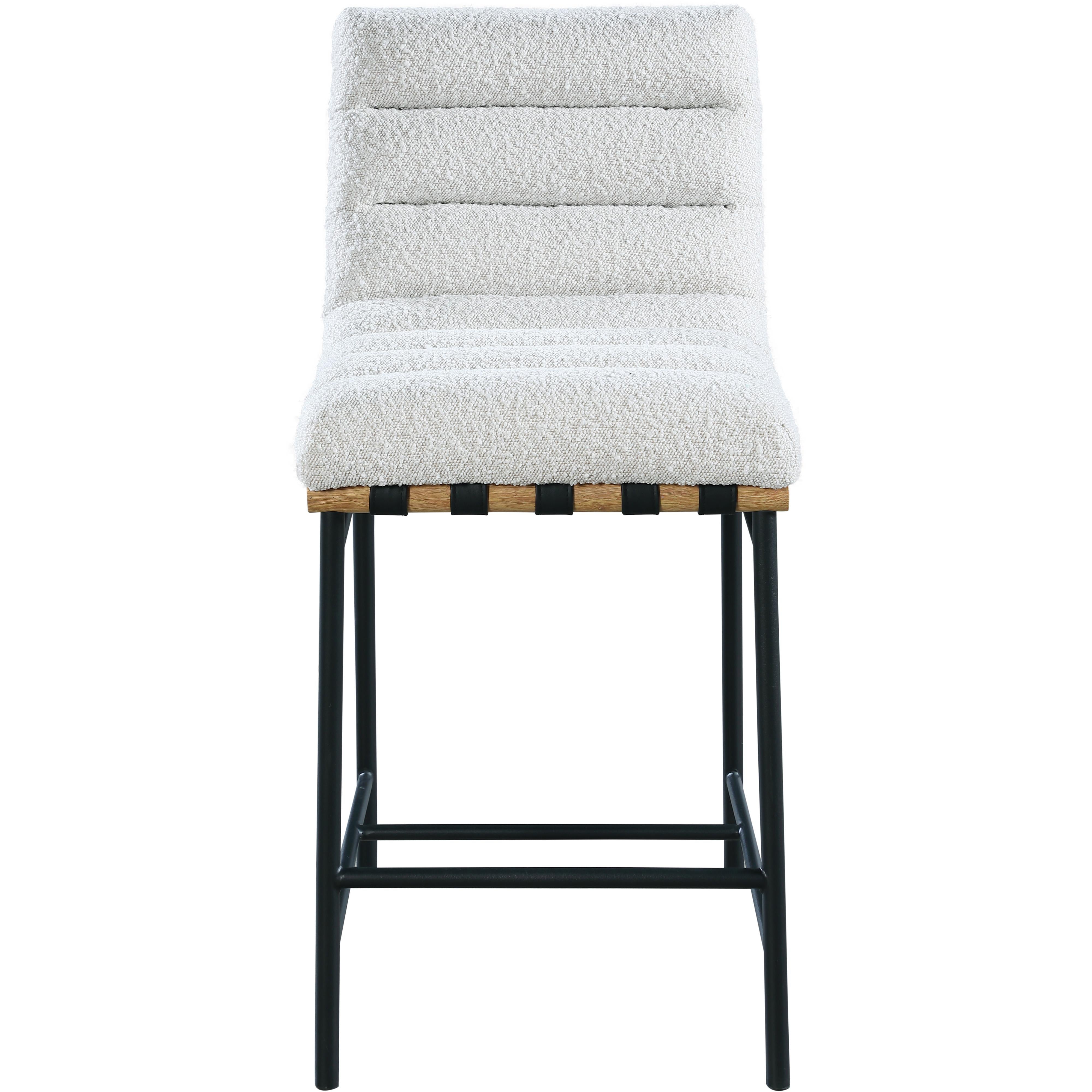 Meridian Burke Cream Boucle Fabric Counter Stool