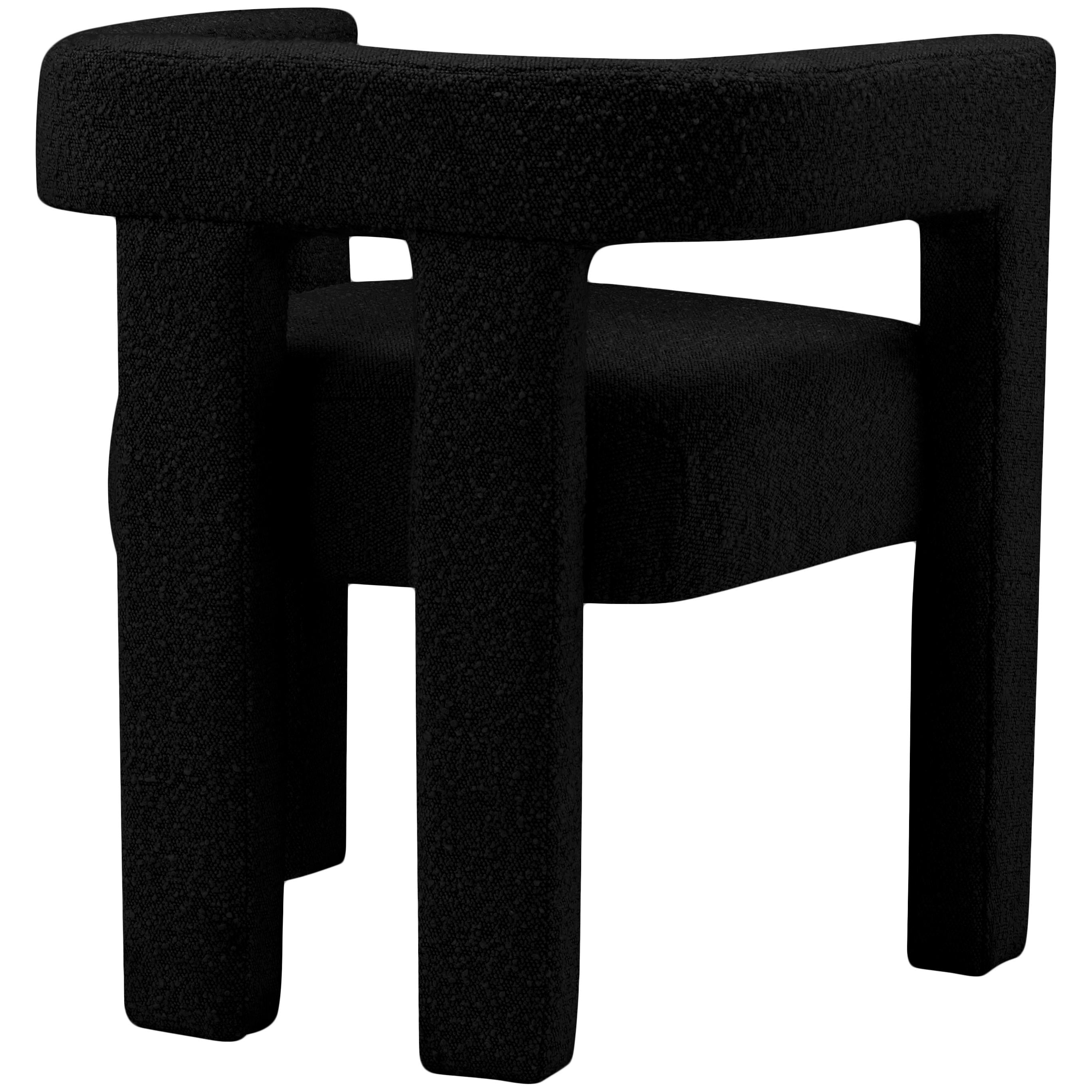 Meridian Athena Black Boucle Fabric Accent/Dining Chair