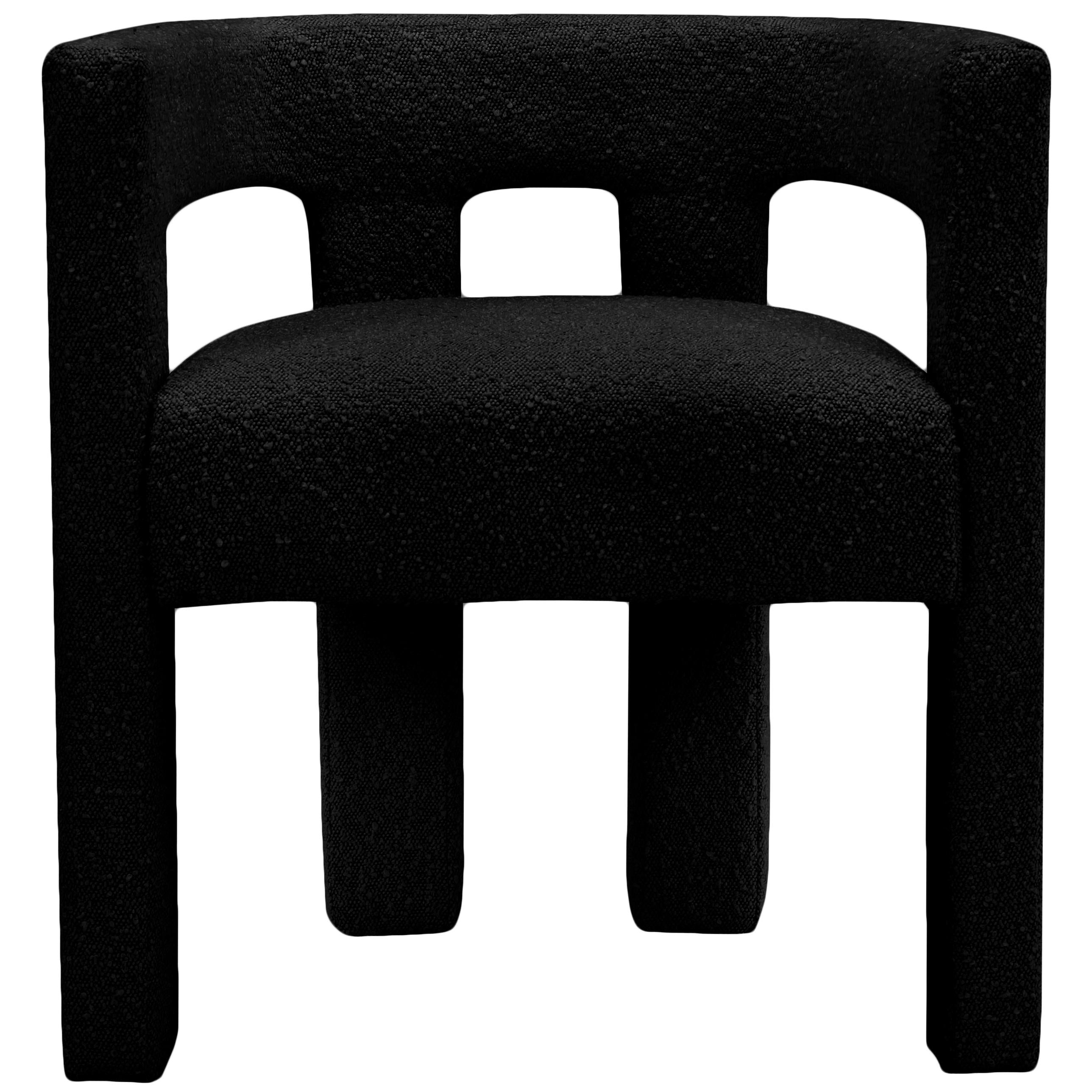 Meridian Athena Black Boucle Fabric Accent/Dining Chair