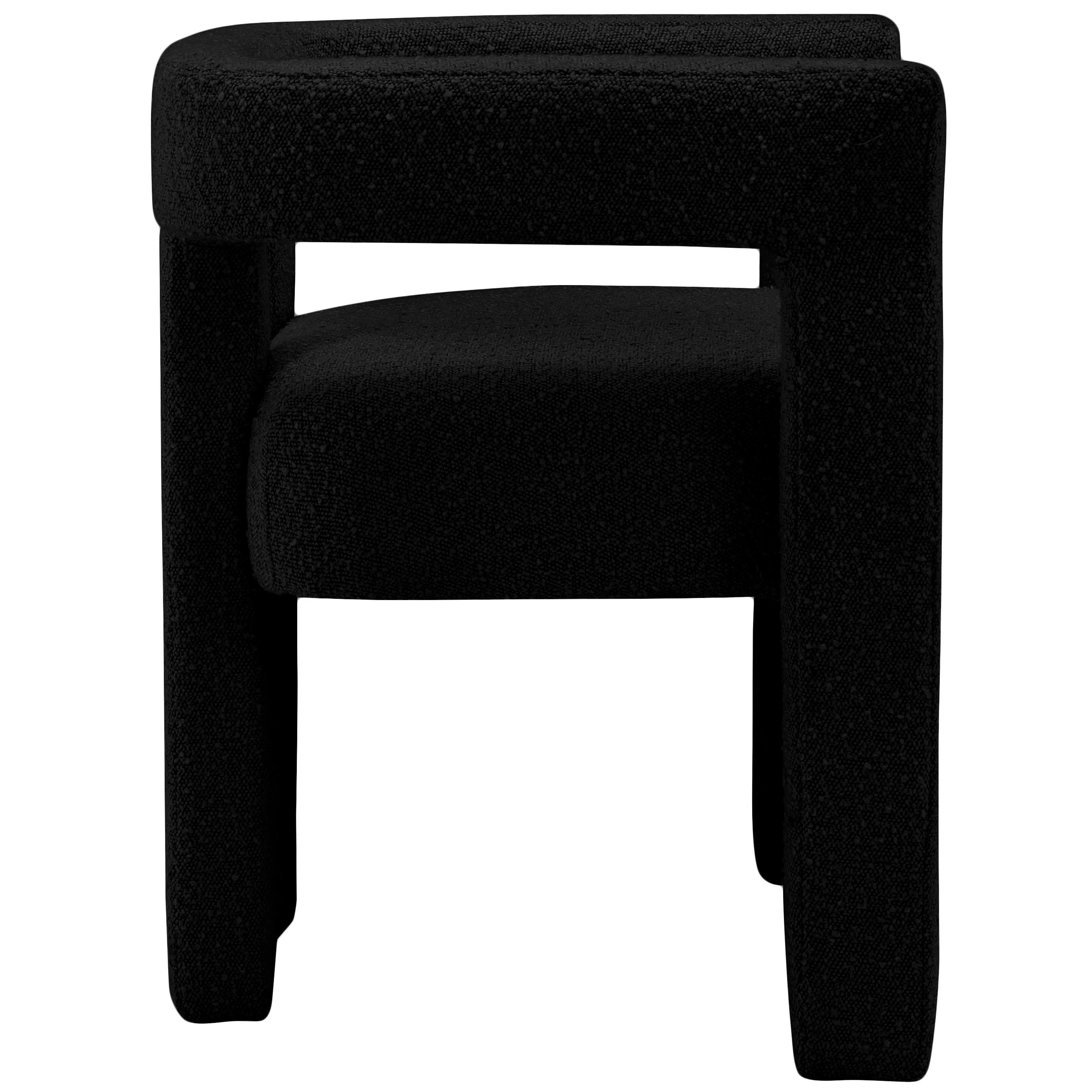 Meridian Athena Black Boucle Fabric Accent/Dining Chair