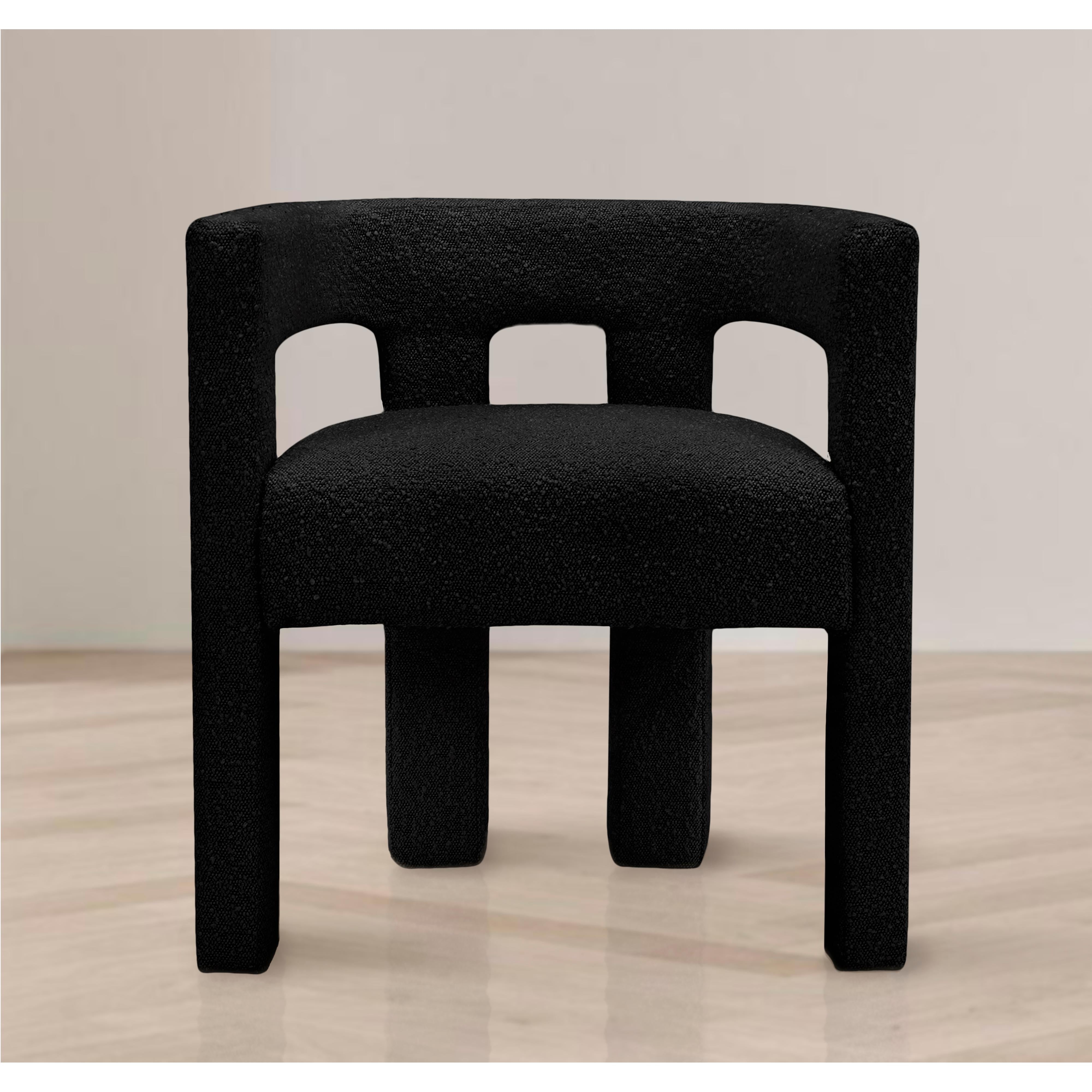 Meridian Athena Black Boucle Fabric Accent/Dining Chair