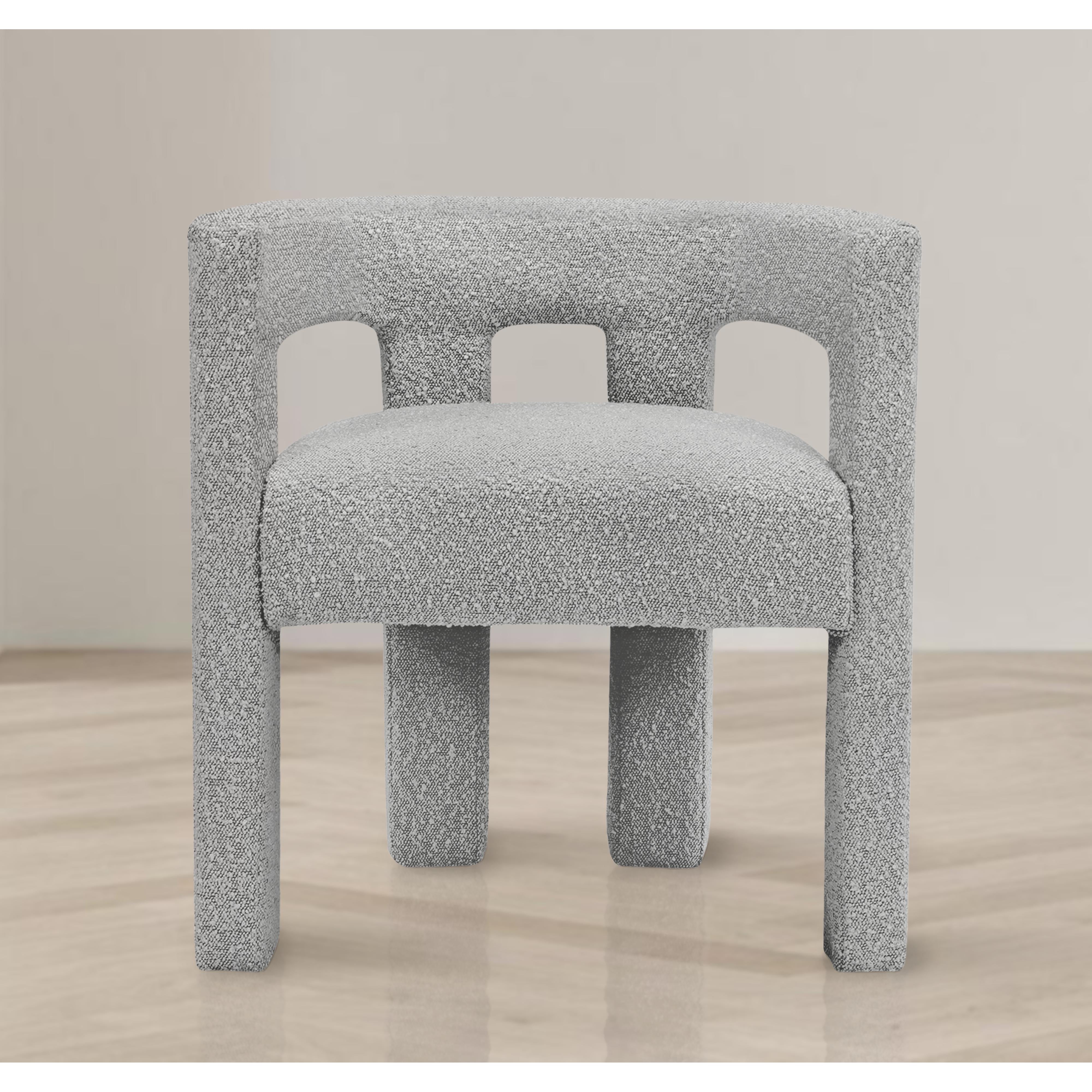 Meridian Athena Grey Boucle Fabric Accent/Dining Chair