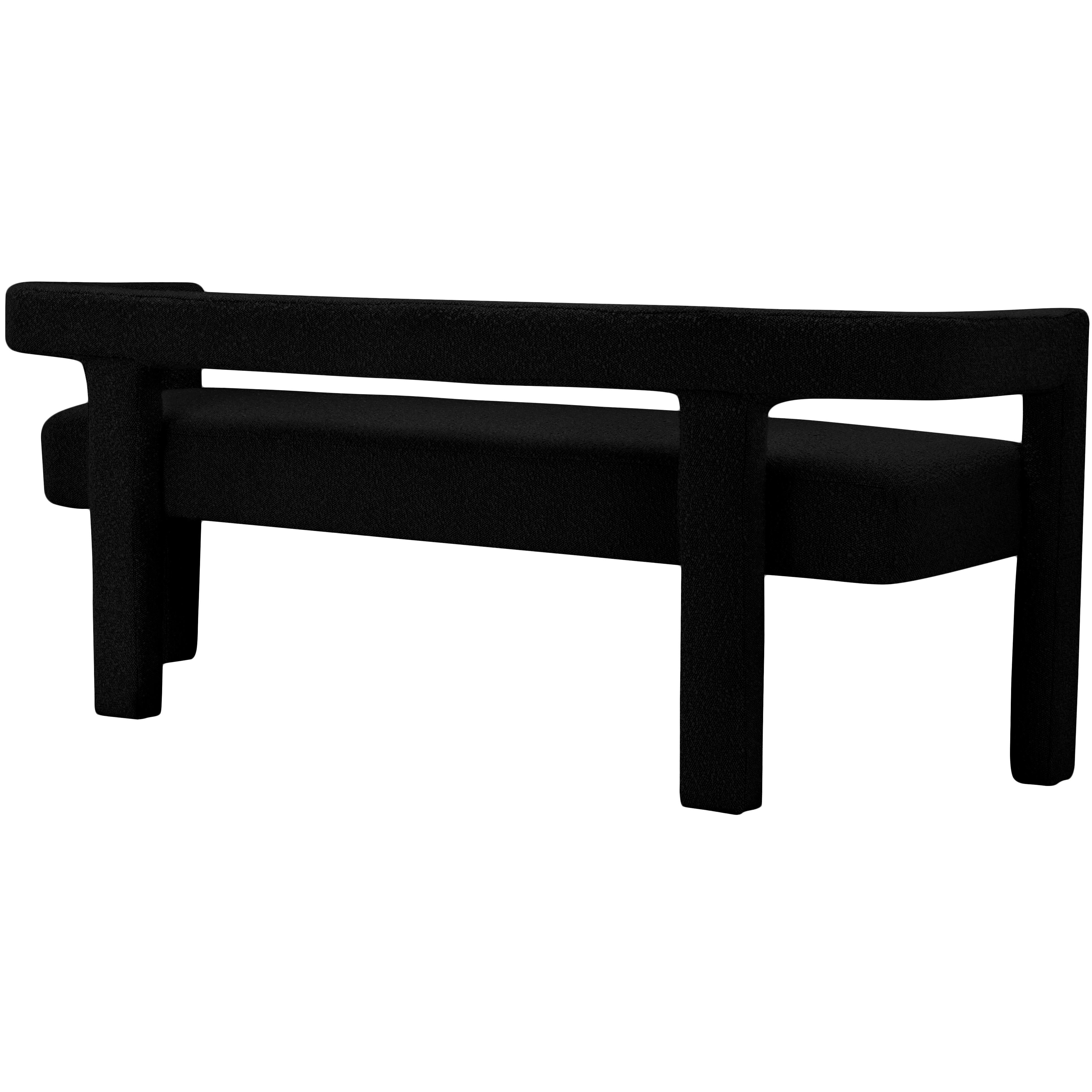 Meridian Athena Black Boucle Fabric Bench