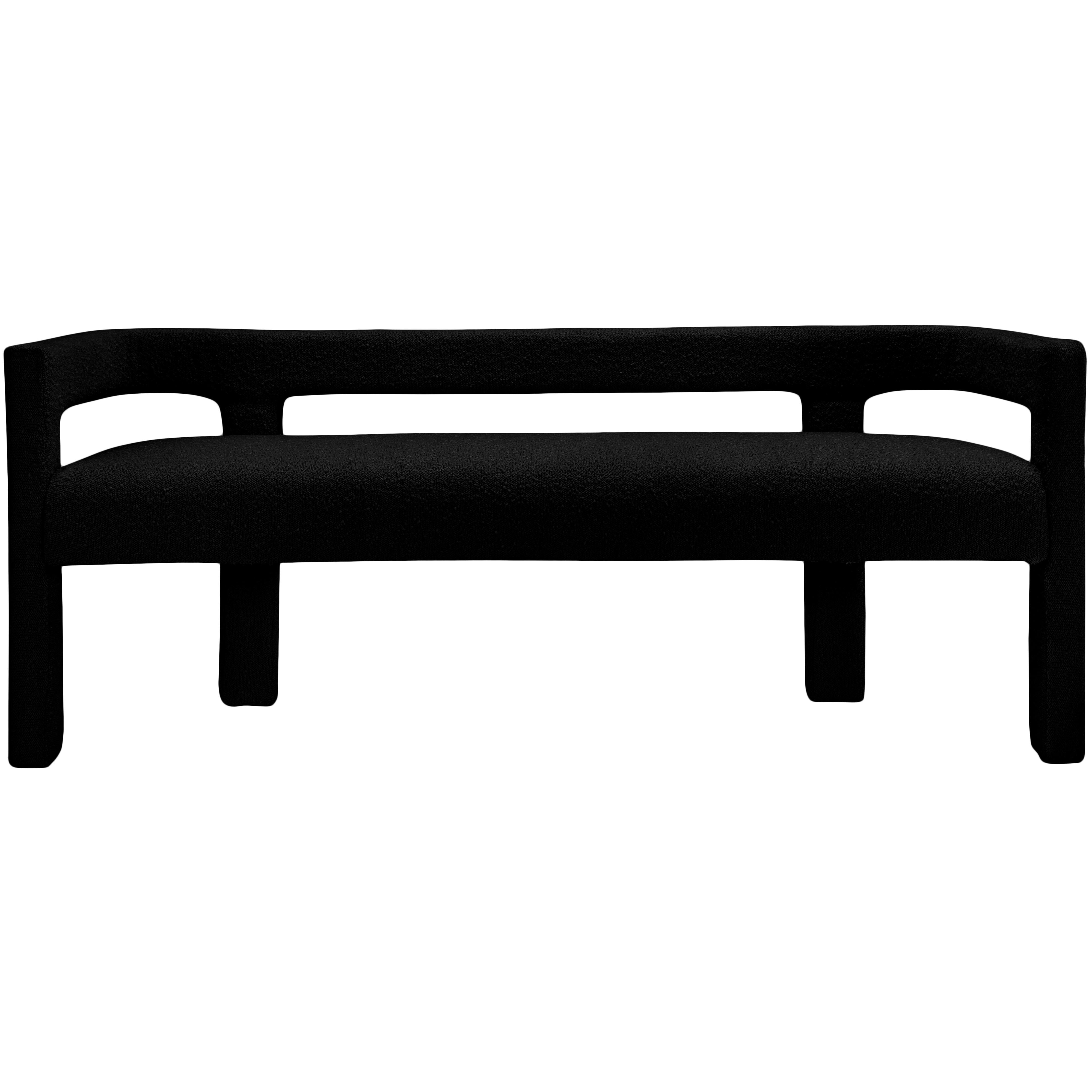 Meridian Athena Black Boucle Fabric Bench