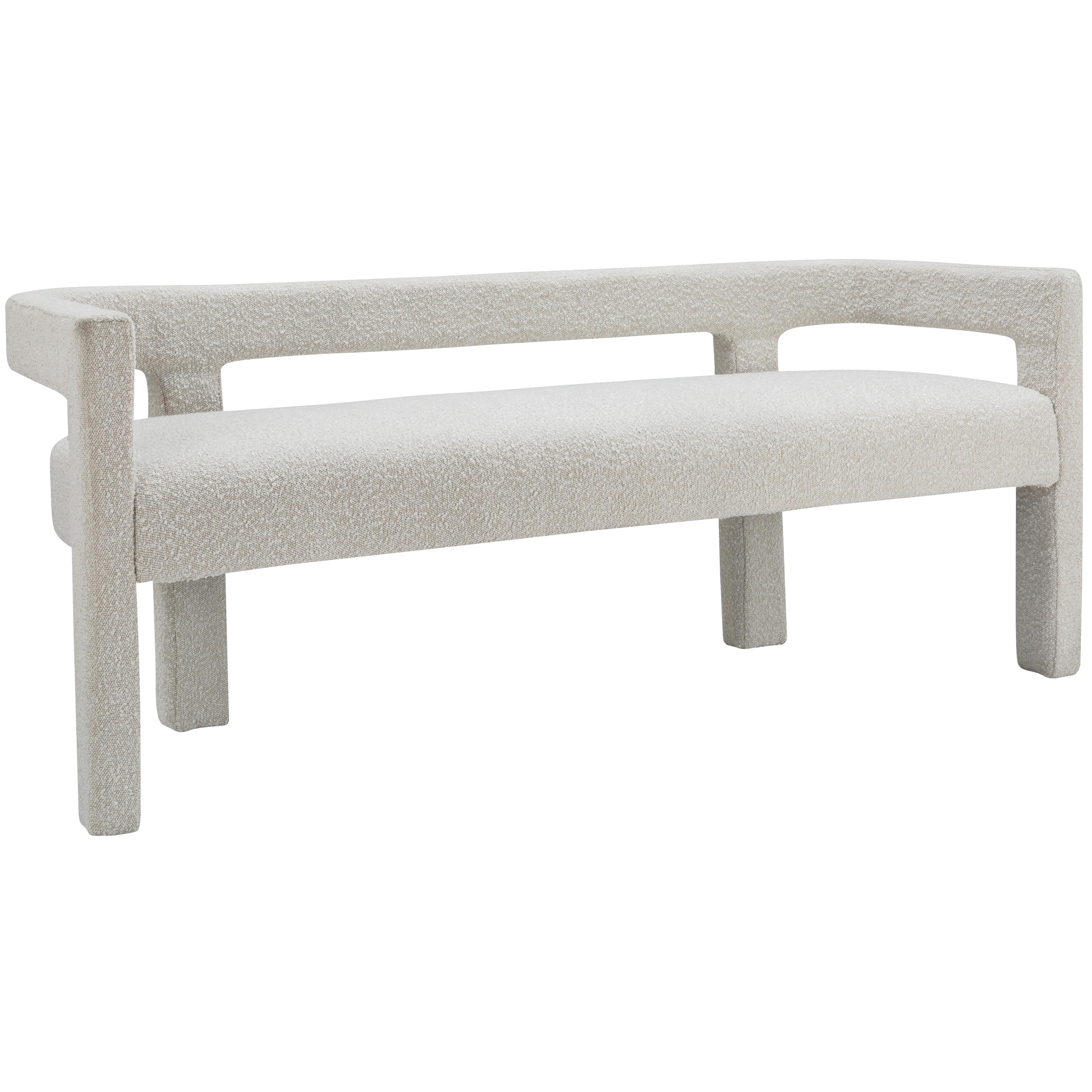 Meridian Athena Cream Boucle Fabric Bench