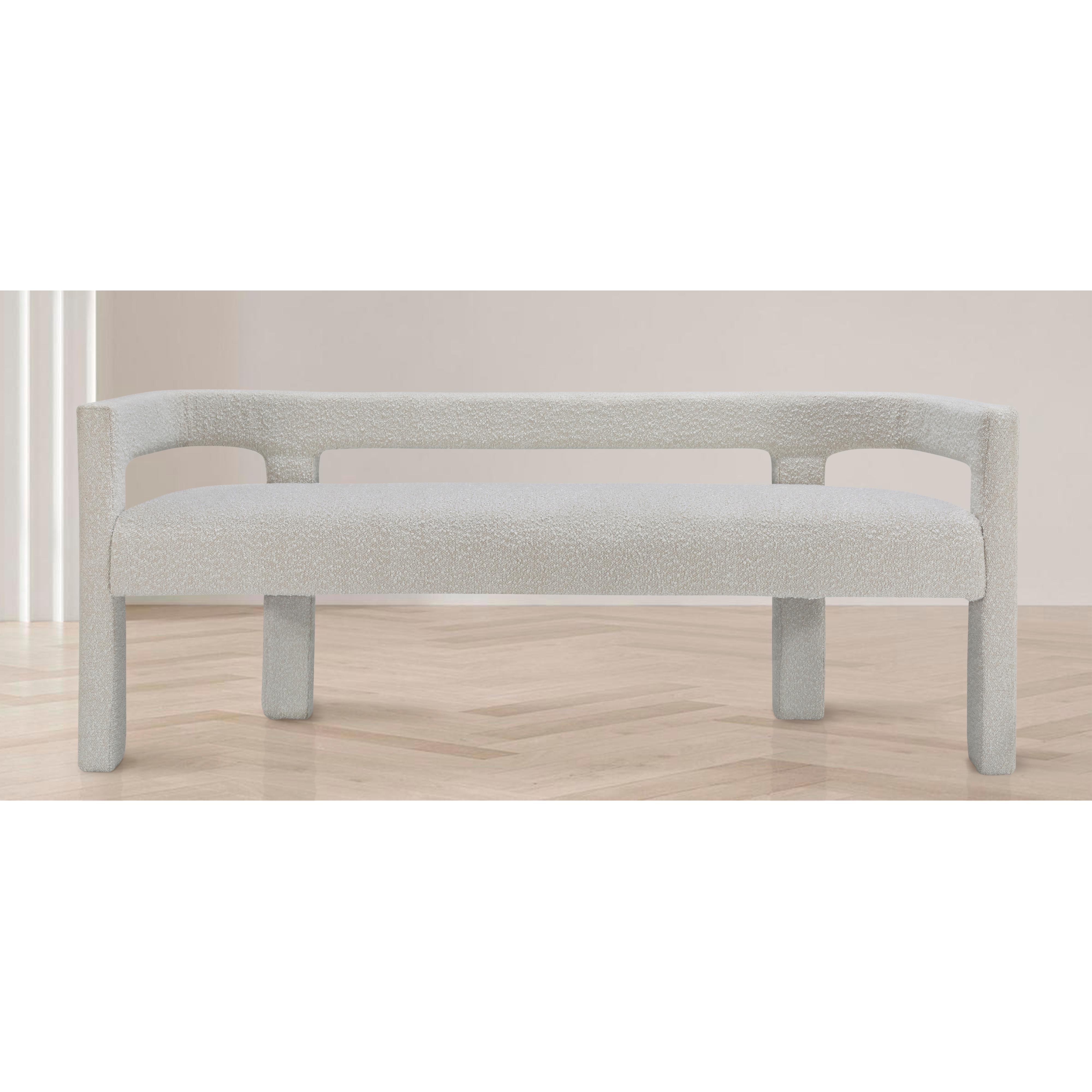 Meridian Athena Cream Boucle Fabric Bench