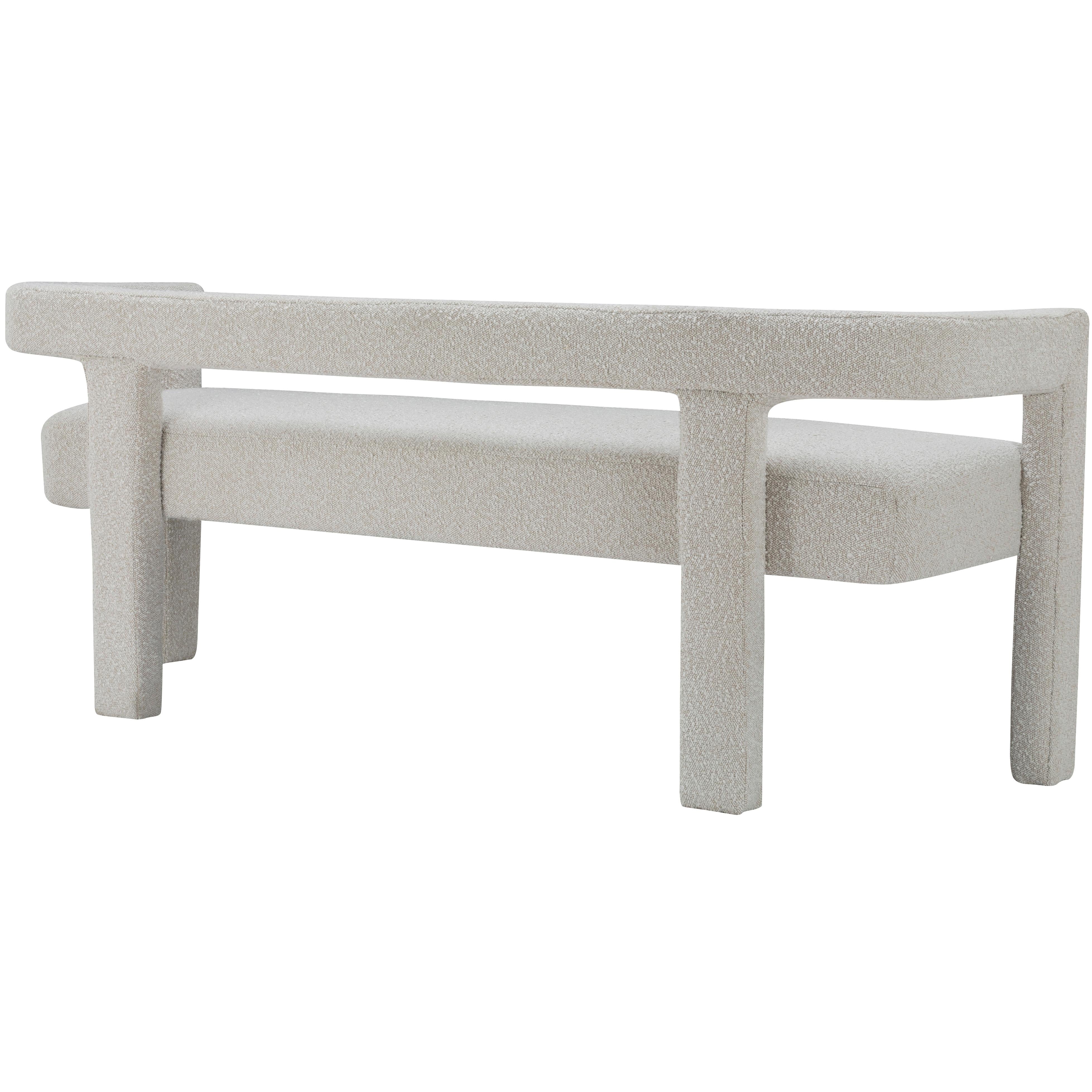 Meridian Athena Cream Boucle Fabric Bench