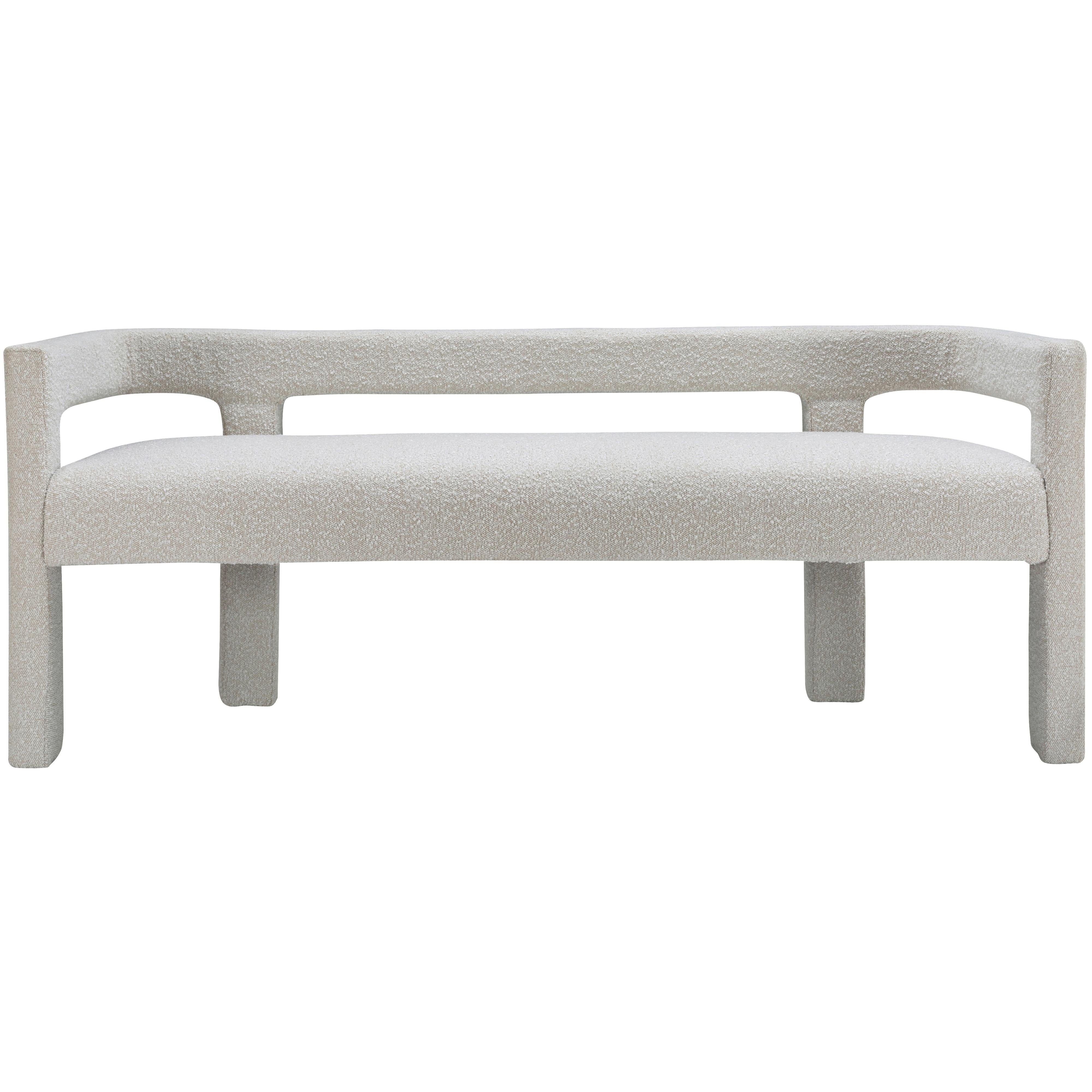 Meridian Athena Cream Boucle Fabric Bench