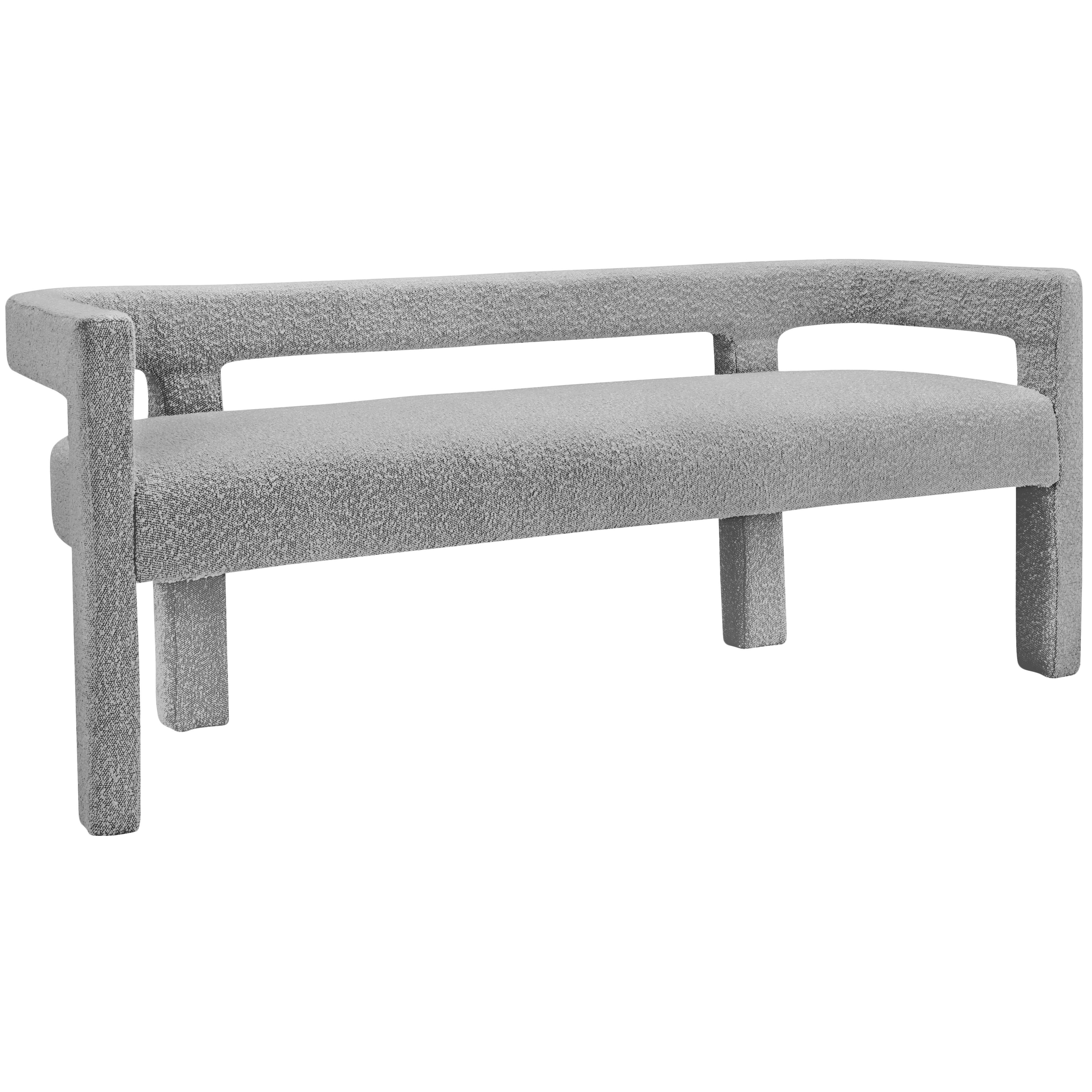 Meridian Athena Grey Boucle Fabric Bench