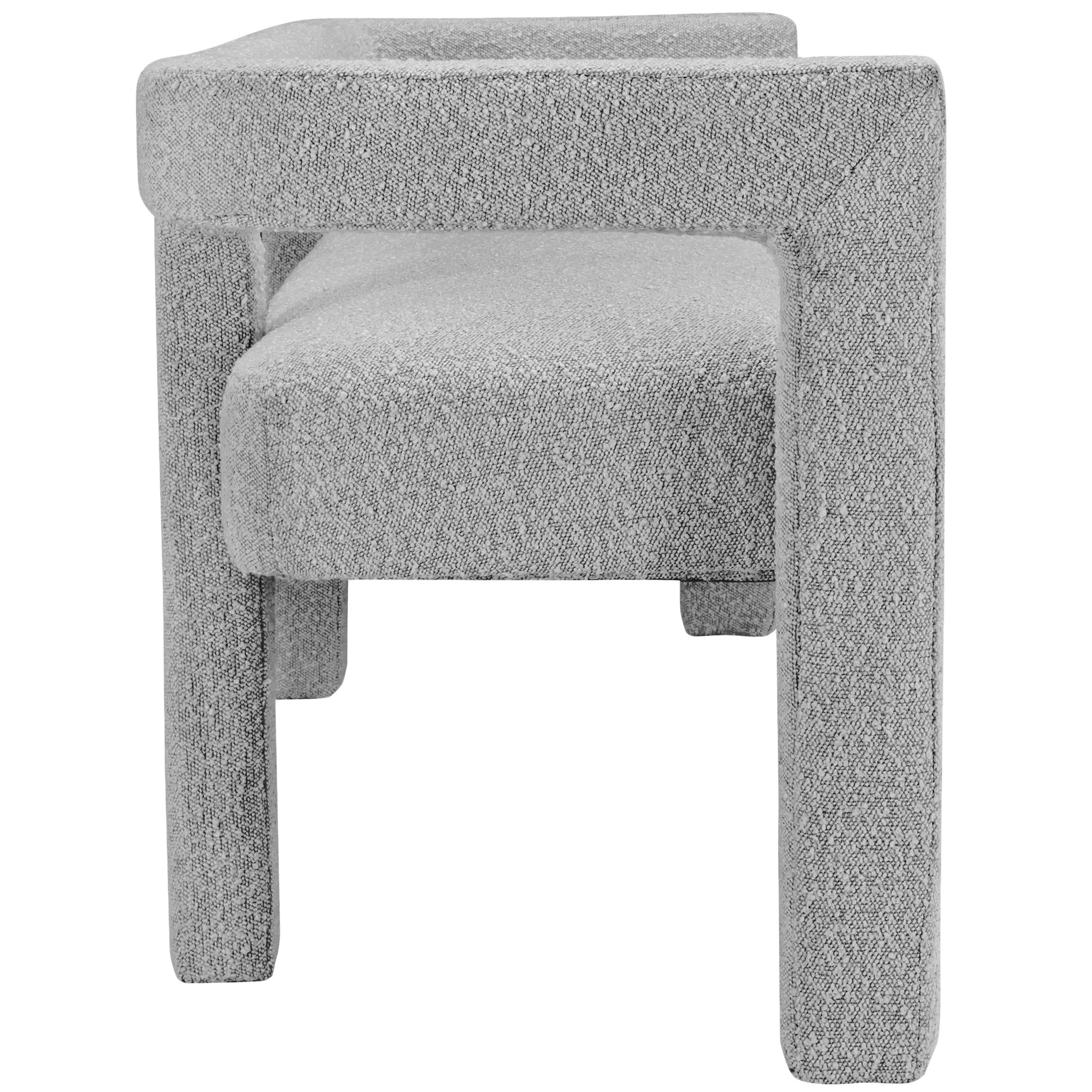 Meridian Athena Grey Boucle Fabric Bench