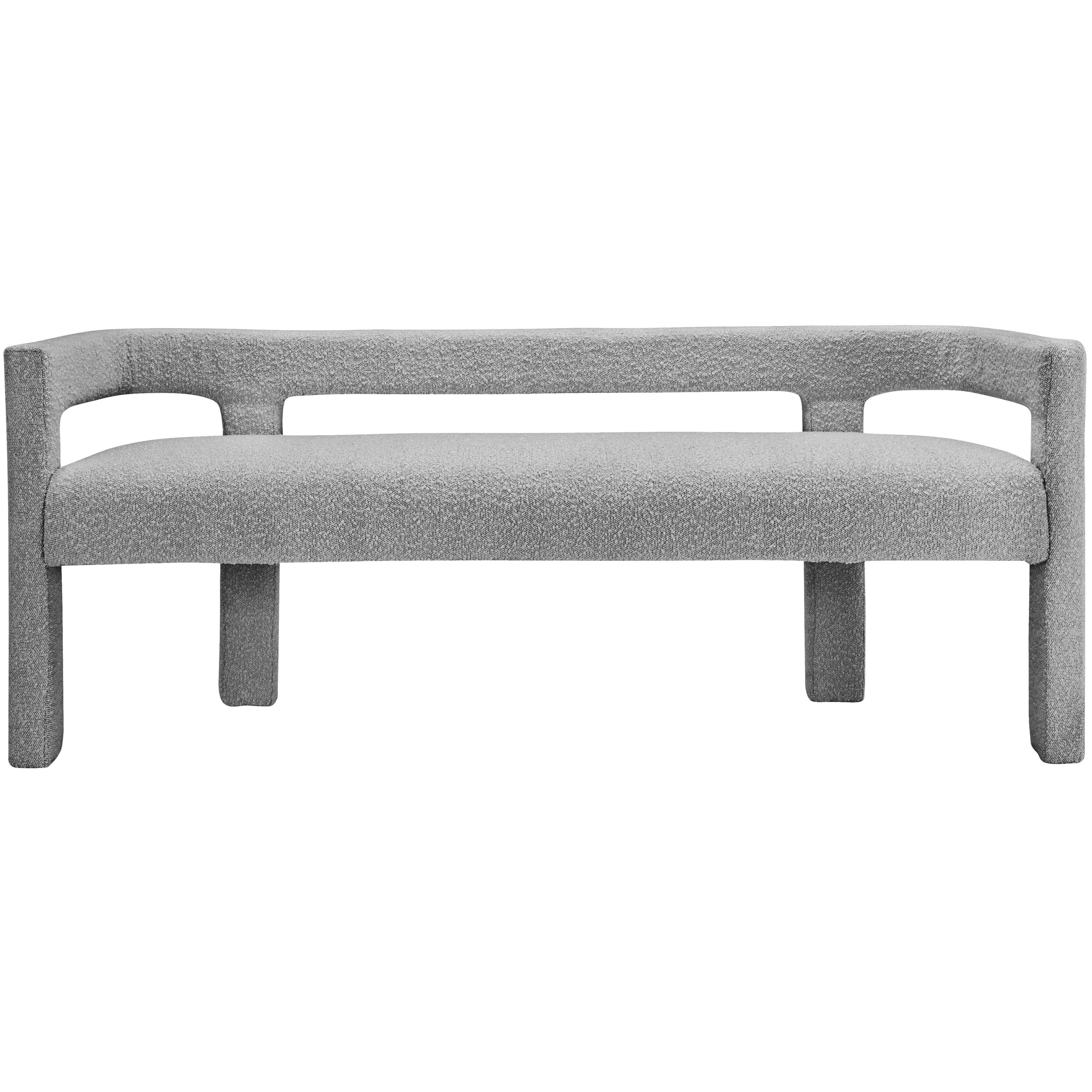 Meridian Athena Grey Boucle Fabric Bench